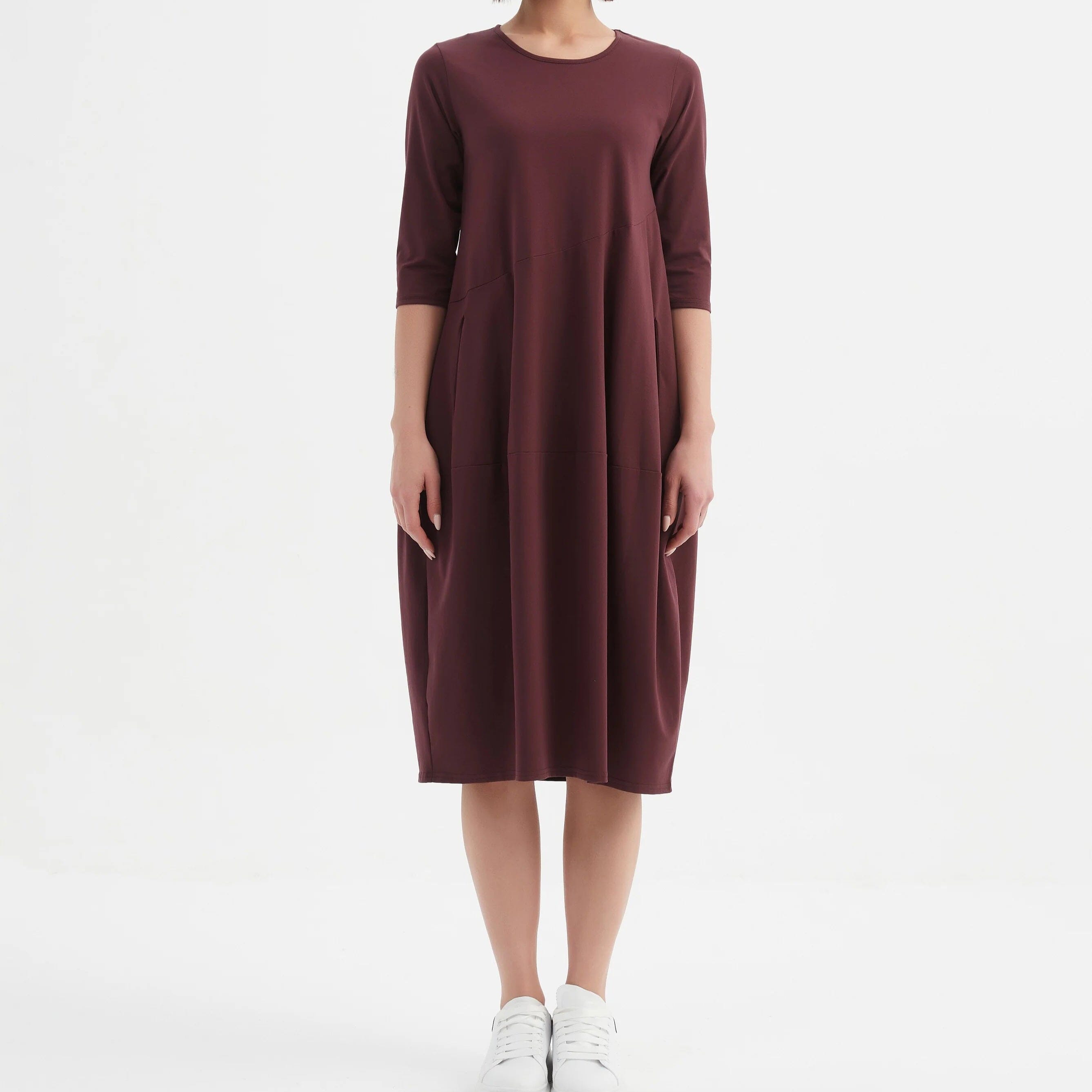 Tirelli Diagonal Seam Winter Dress - Aubergine Tirelli