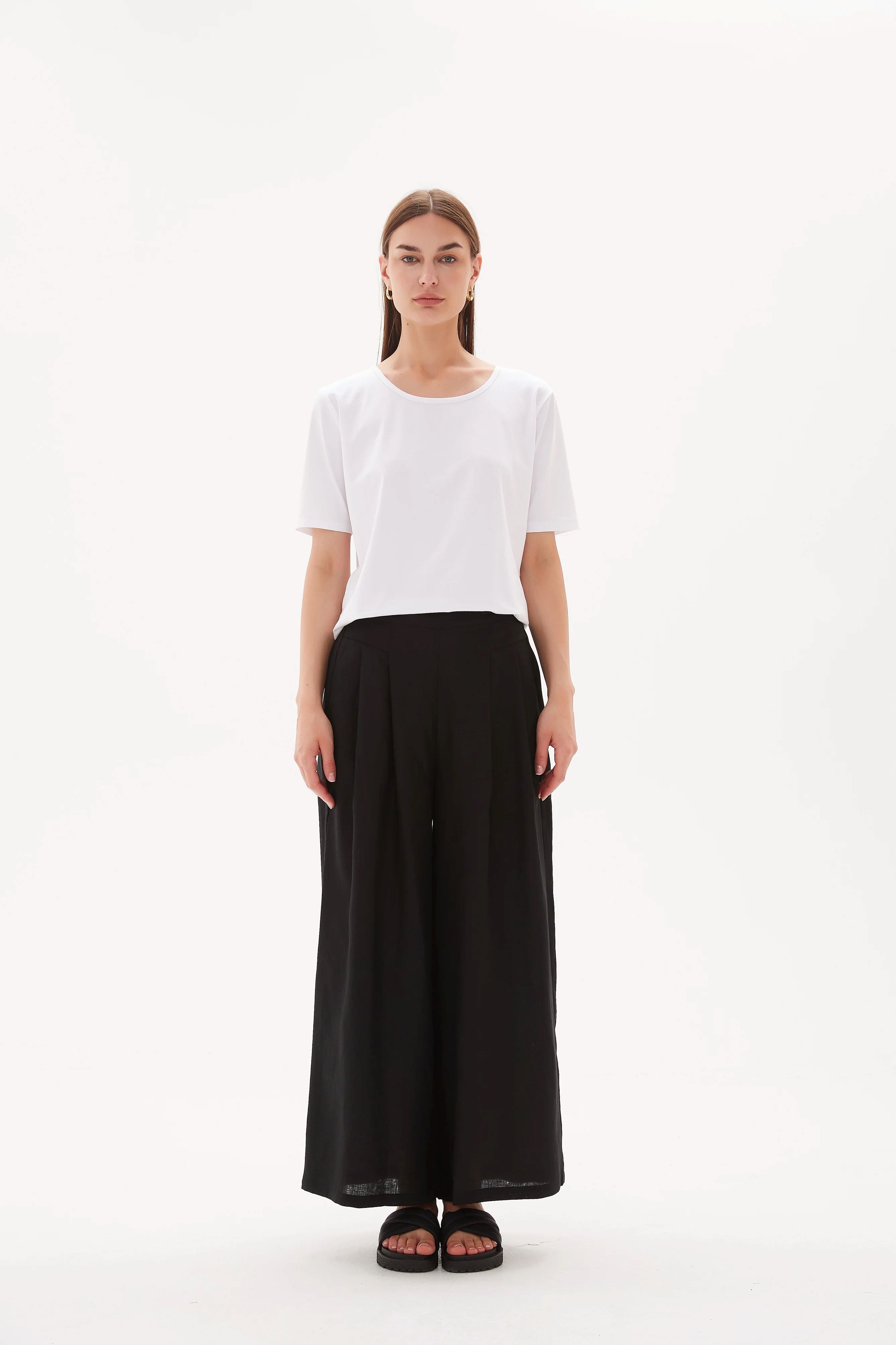 Tirelli Elastic Back Palazzo Pant - Black Tirelli