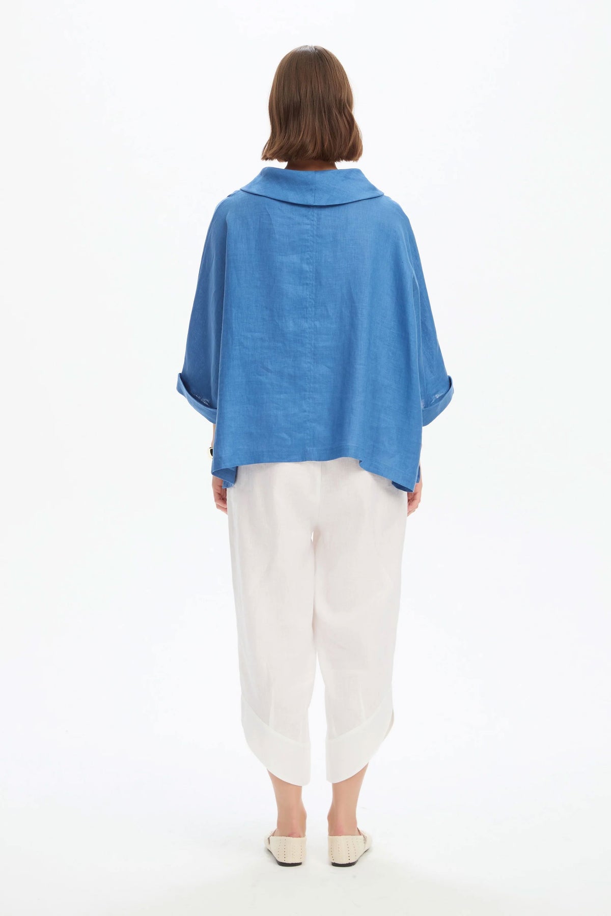 Tirelli Funnel Neck Boxy Top - Coastal Blue Tirelli