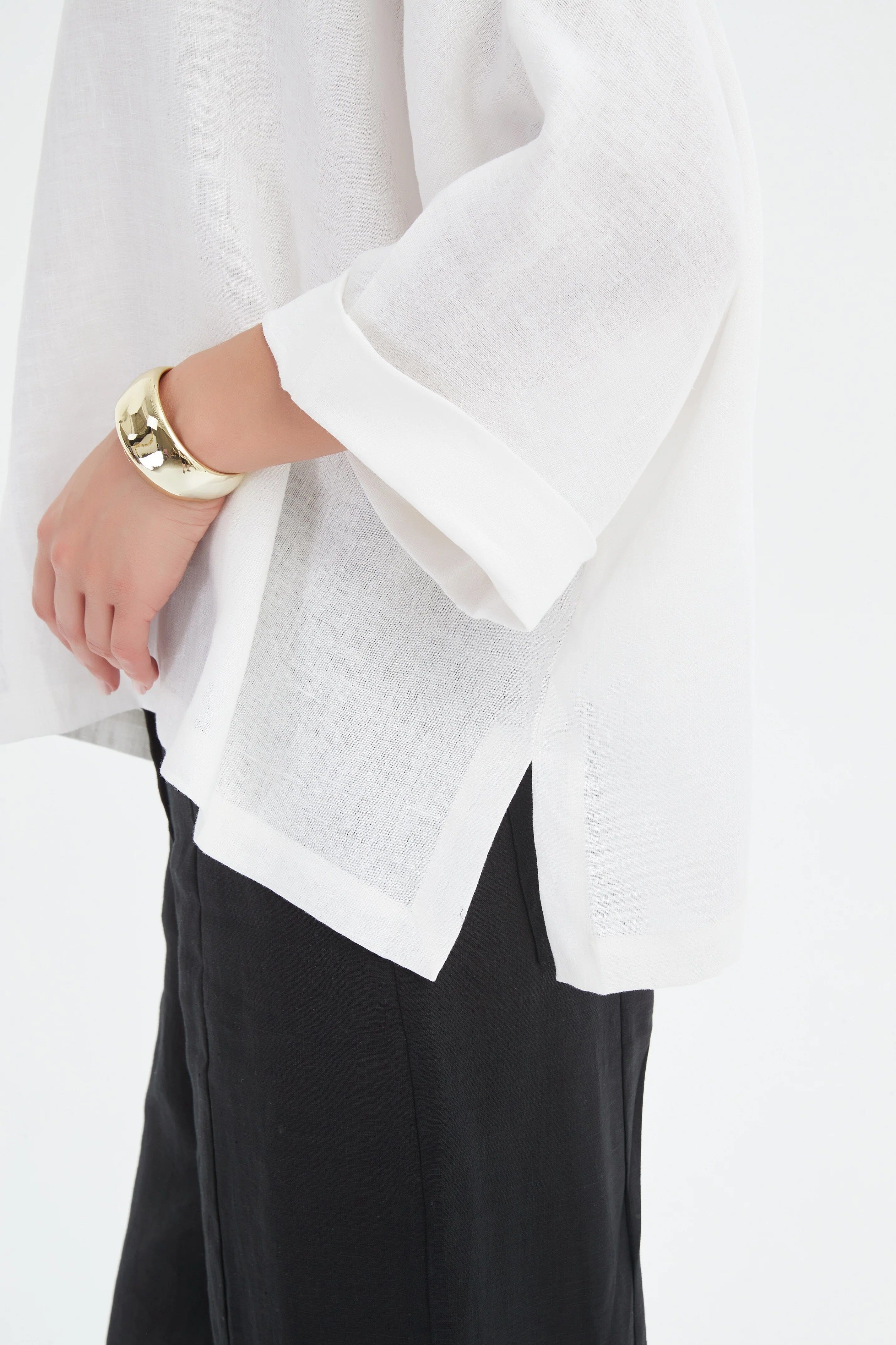 Tirelli Funnel Neck Boxy Top - White Tirelli