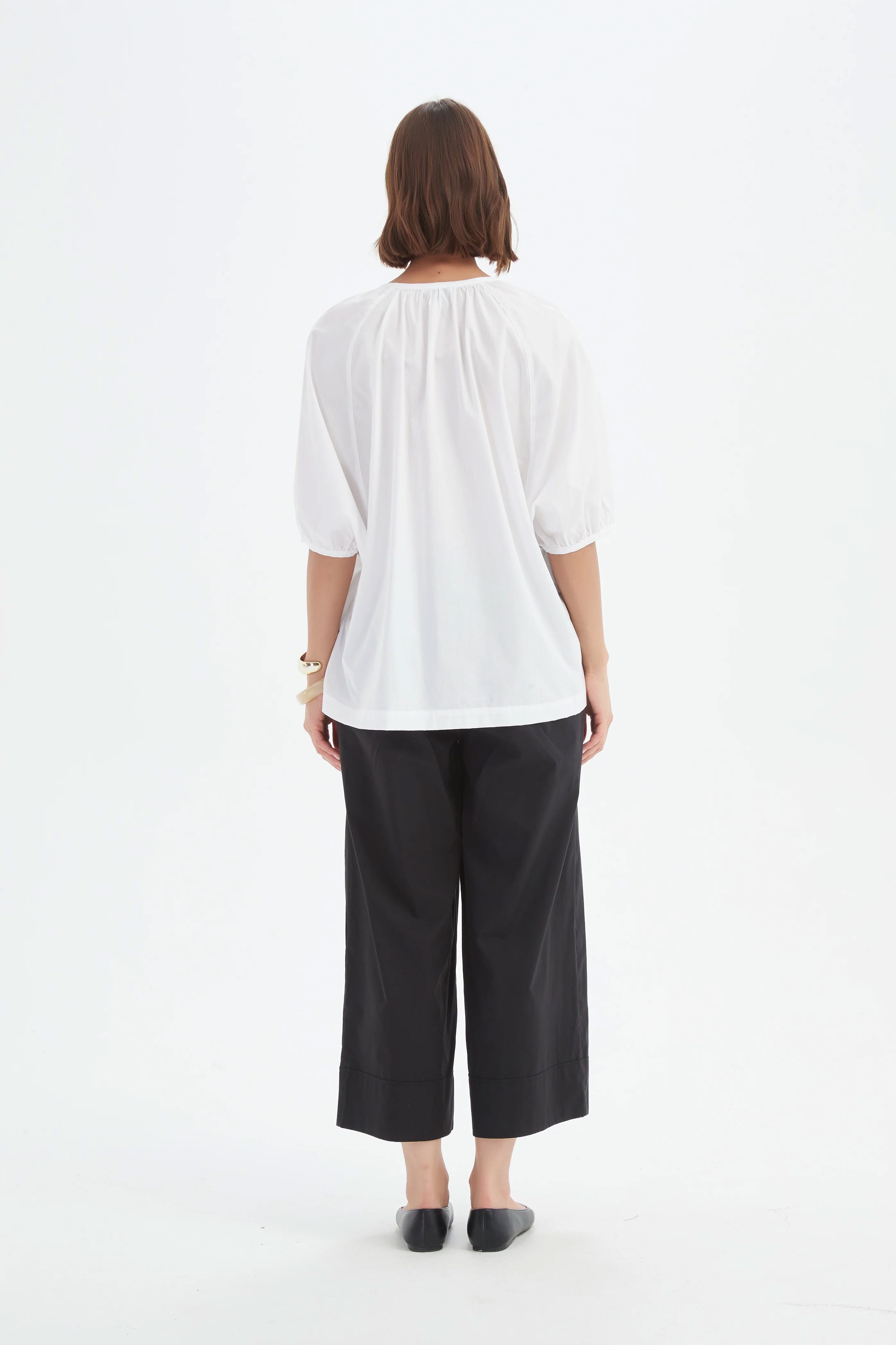Tirelli Gathered Notch Neck - White Tirelli
