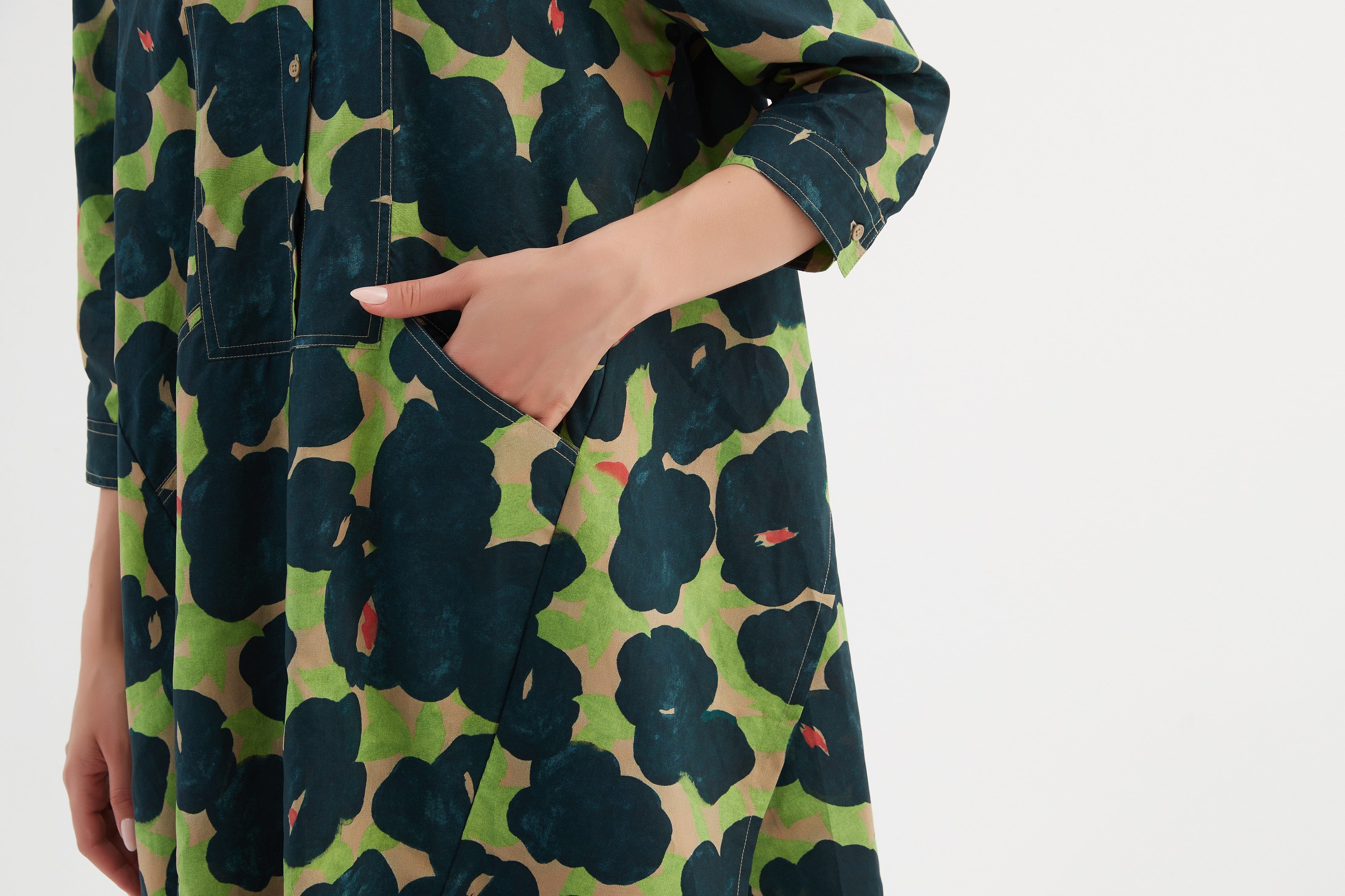 Tirelli Handkerchief Hem Print Shirt- Forest Blooms Tirelli