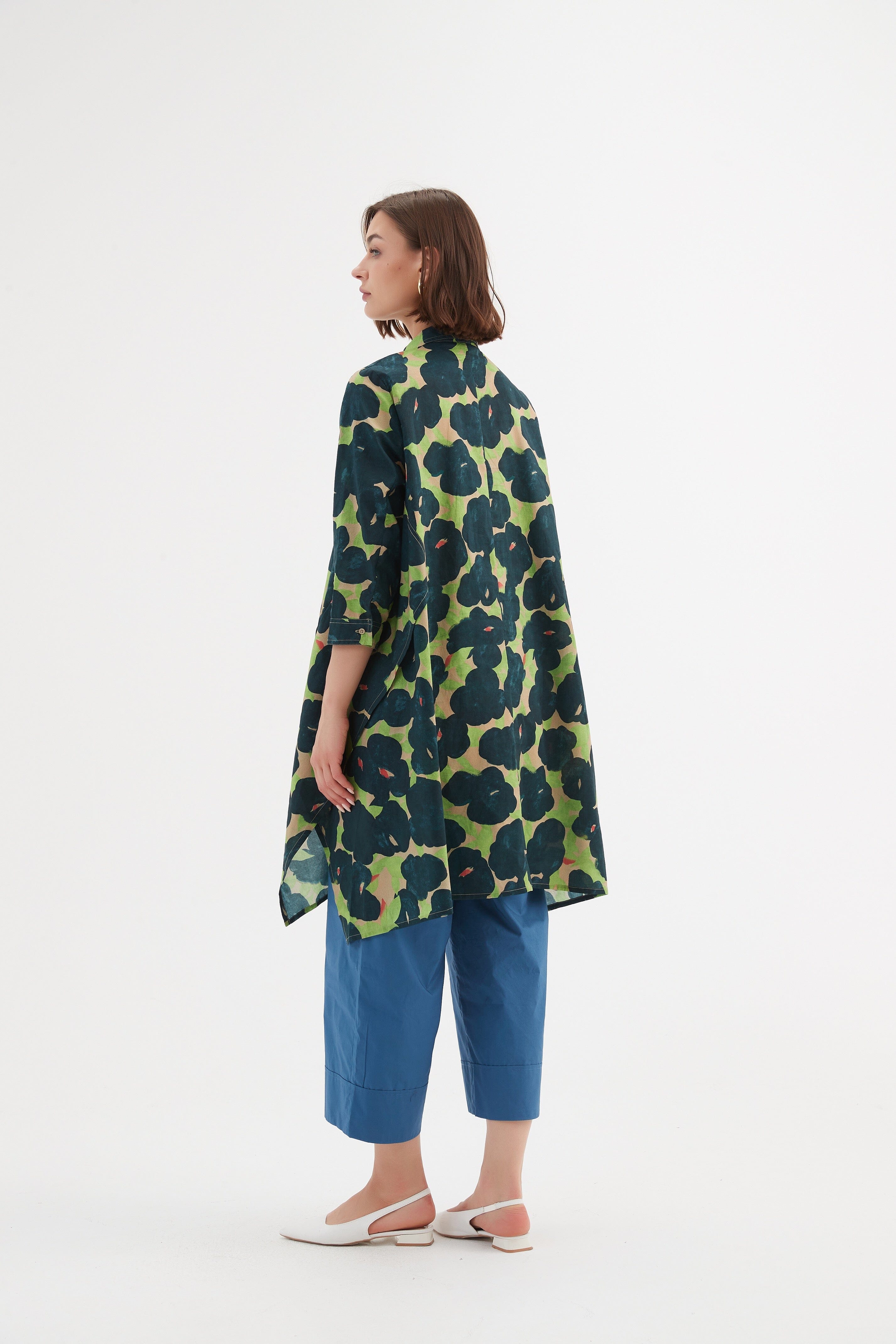 Tirelli Handkerchief Hem Print Shirt- Forest Blooms Tirelli