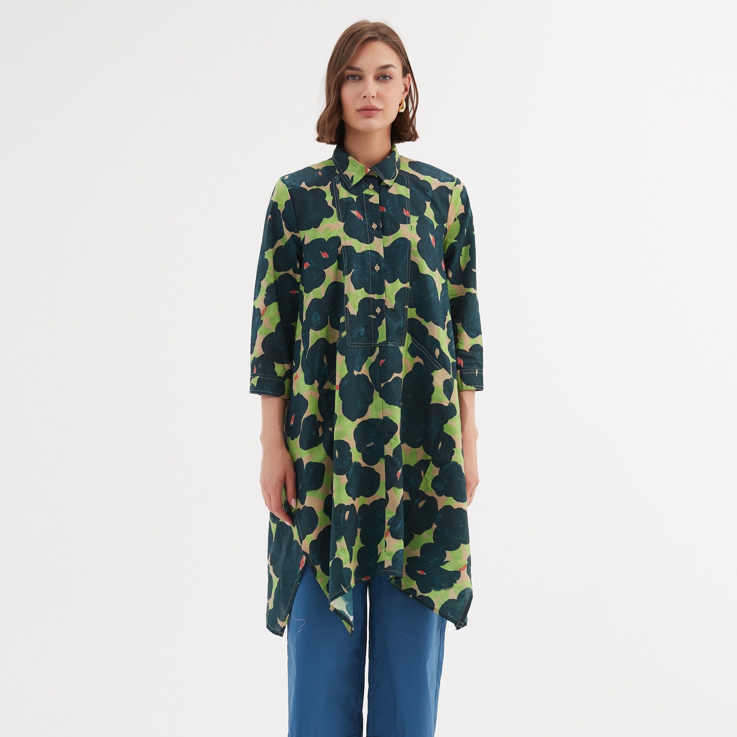 Tirelli Handkerchief Hem Print Shirt- Forest Blooms Tirelli