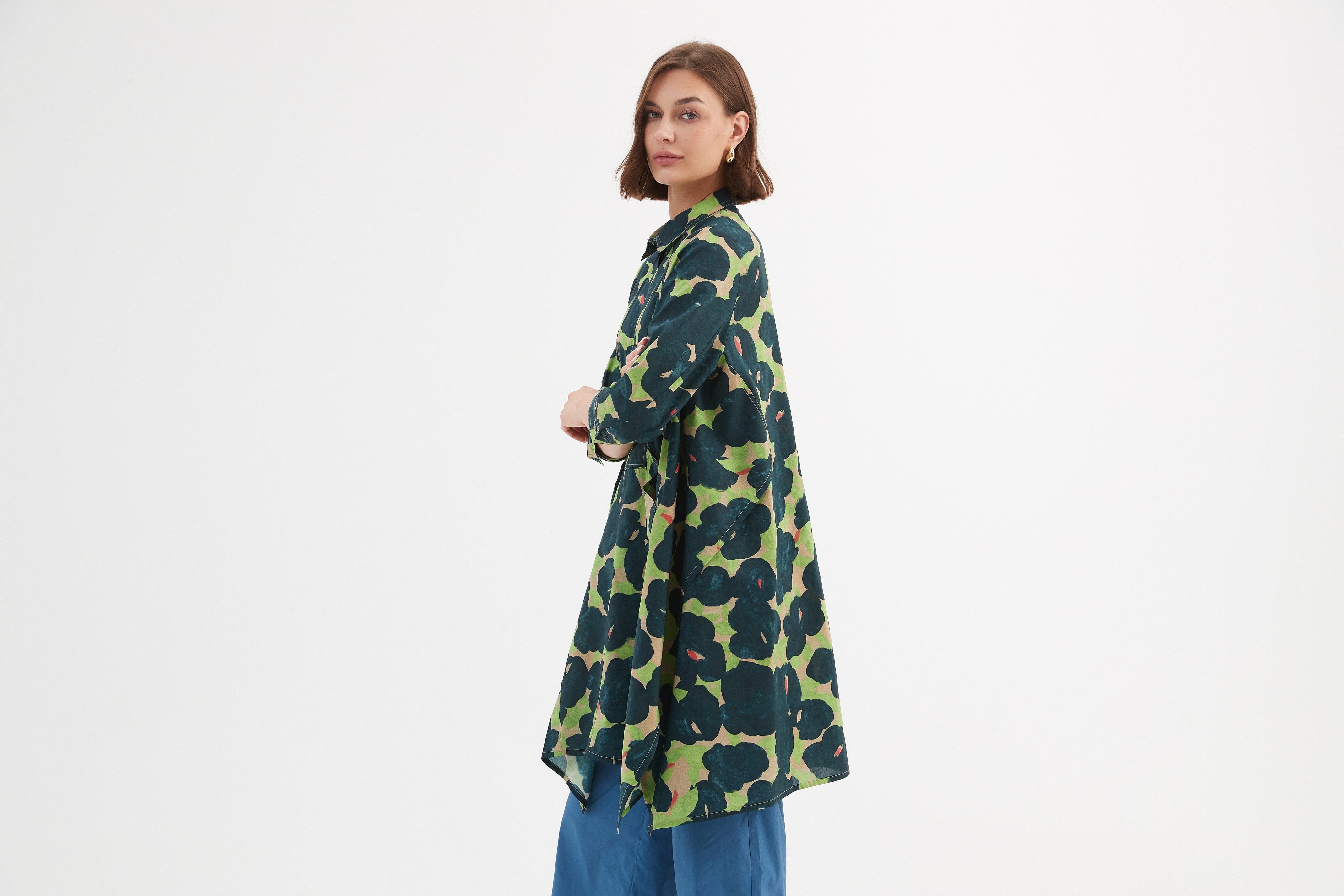 Tirelli Handkerchief Hem Print Shirt- Forest Blooms Tirelli