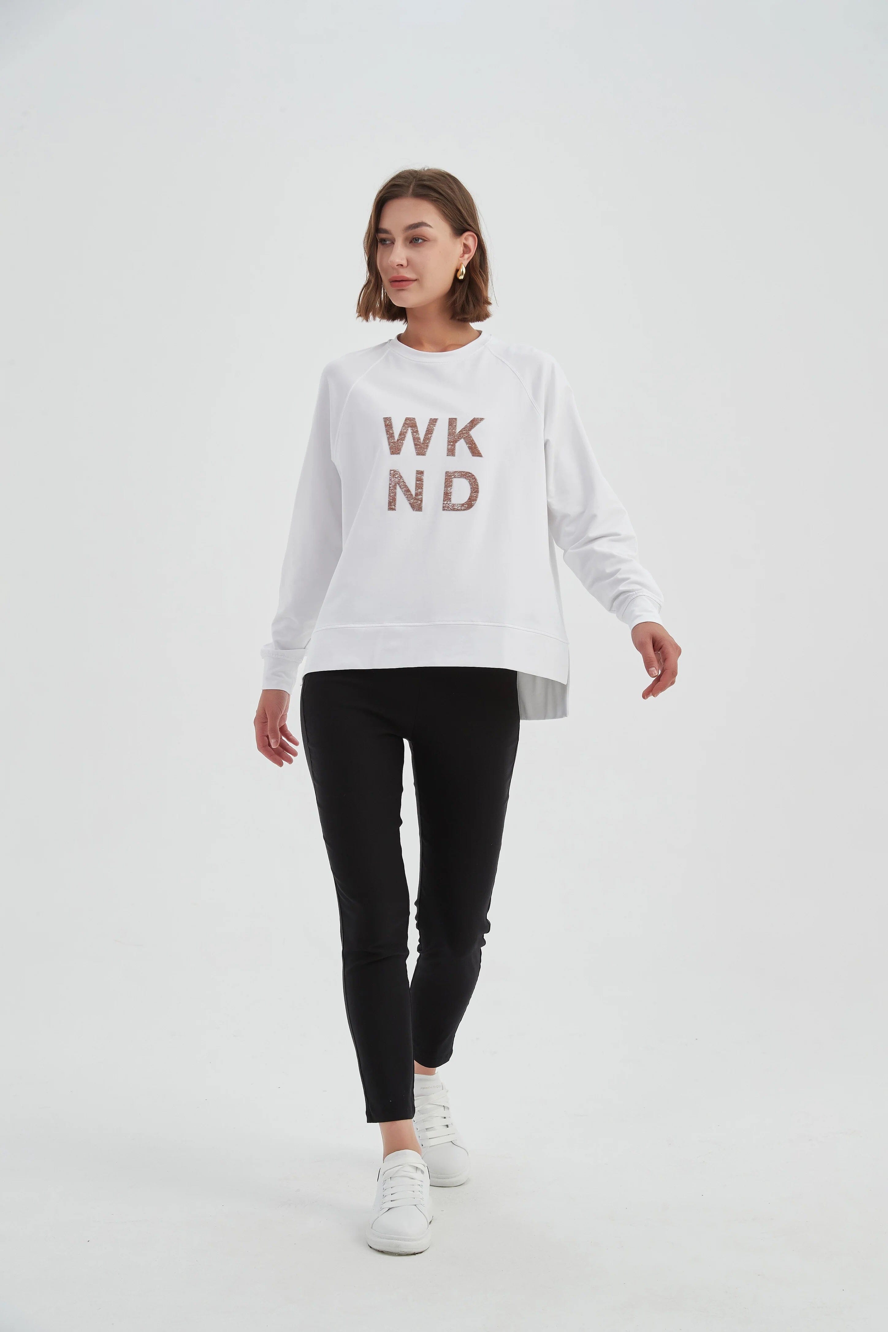 Tirelli Metallic WKND Print Crew - White/Rose Gold Tirelli