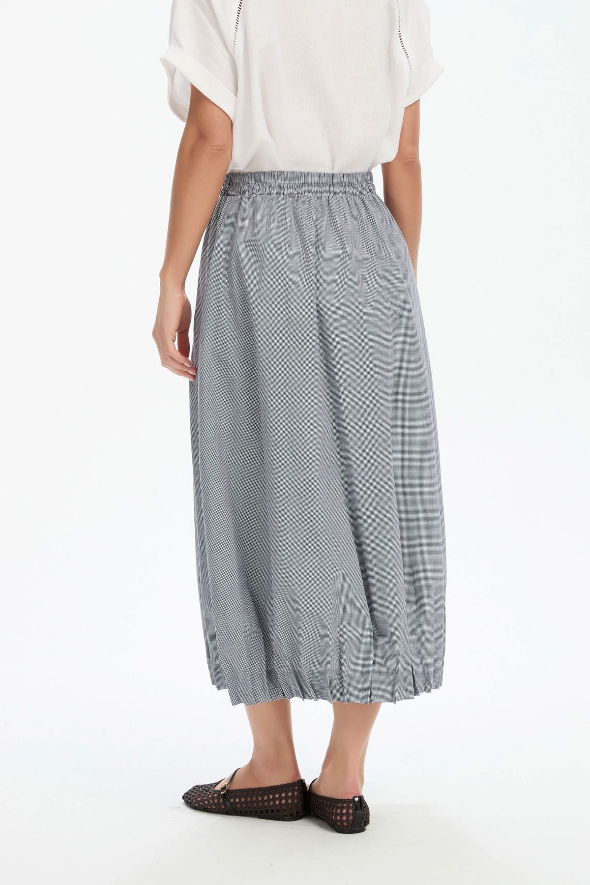 Tirelli Pin Tuck Hem Gingham Skirt - Black/White Tirelli