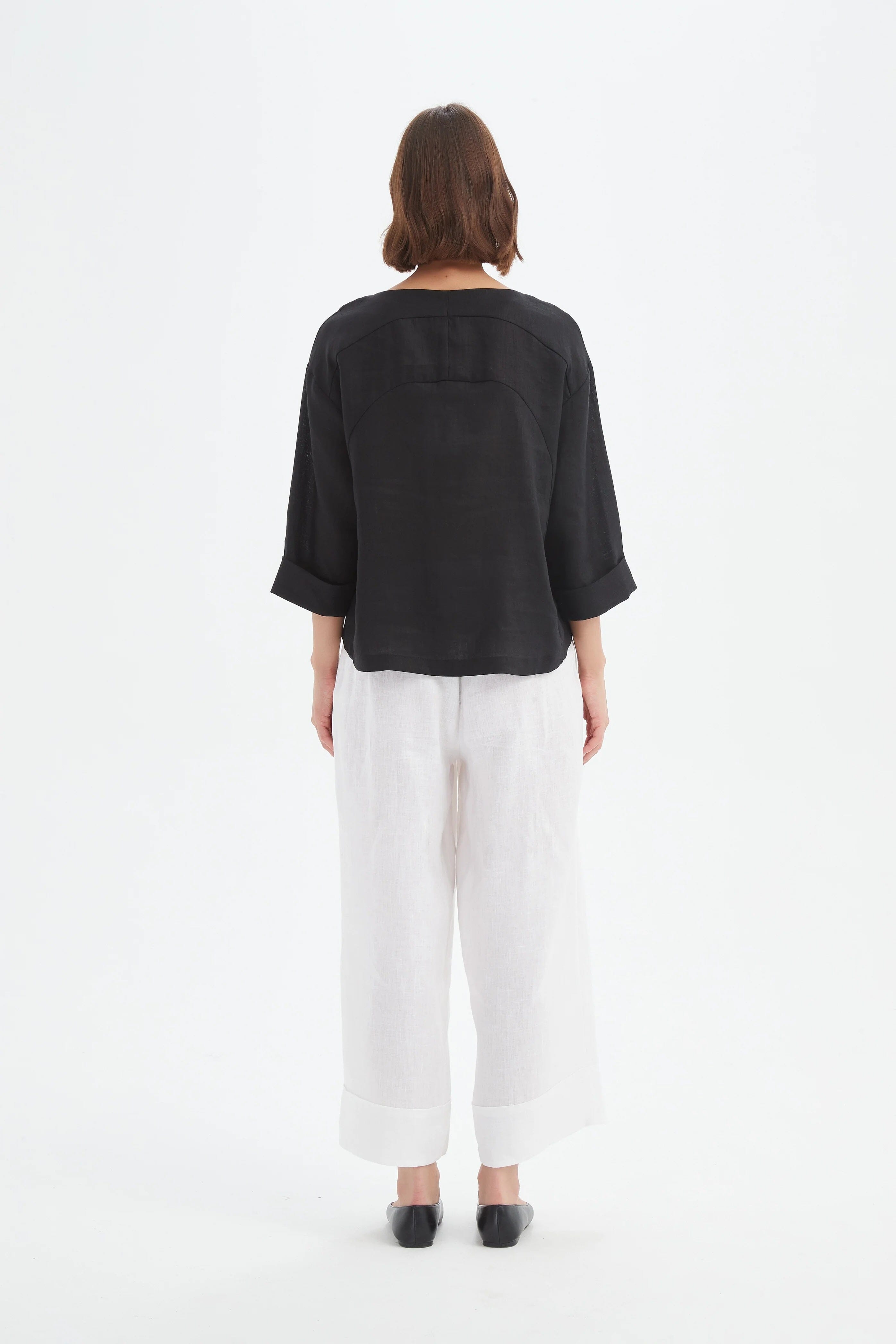 Tirelli Pleat Hem Top - Black Tirelli