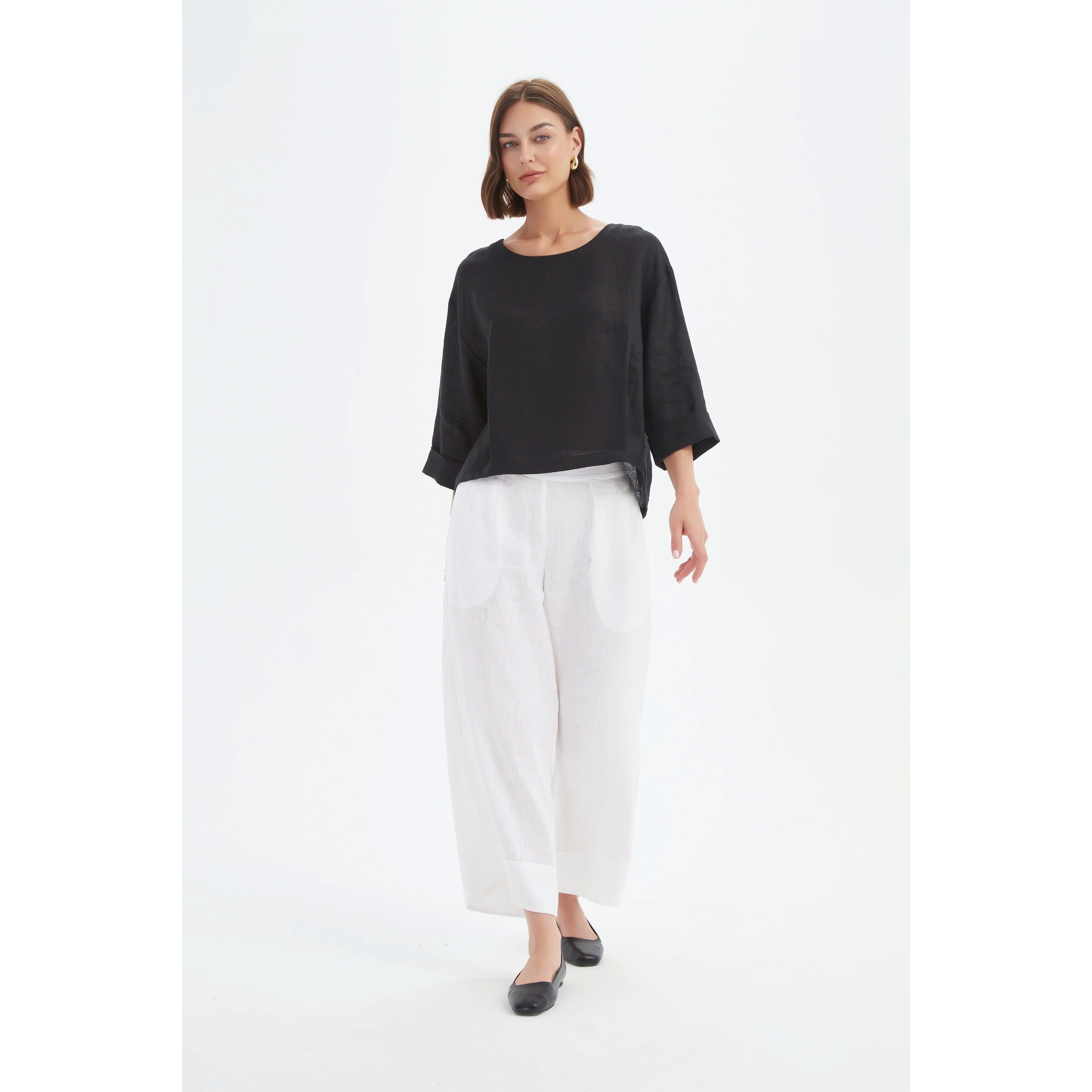 Tirelli Pleat Hem Top - Black Tirelli