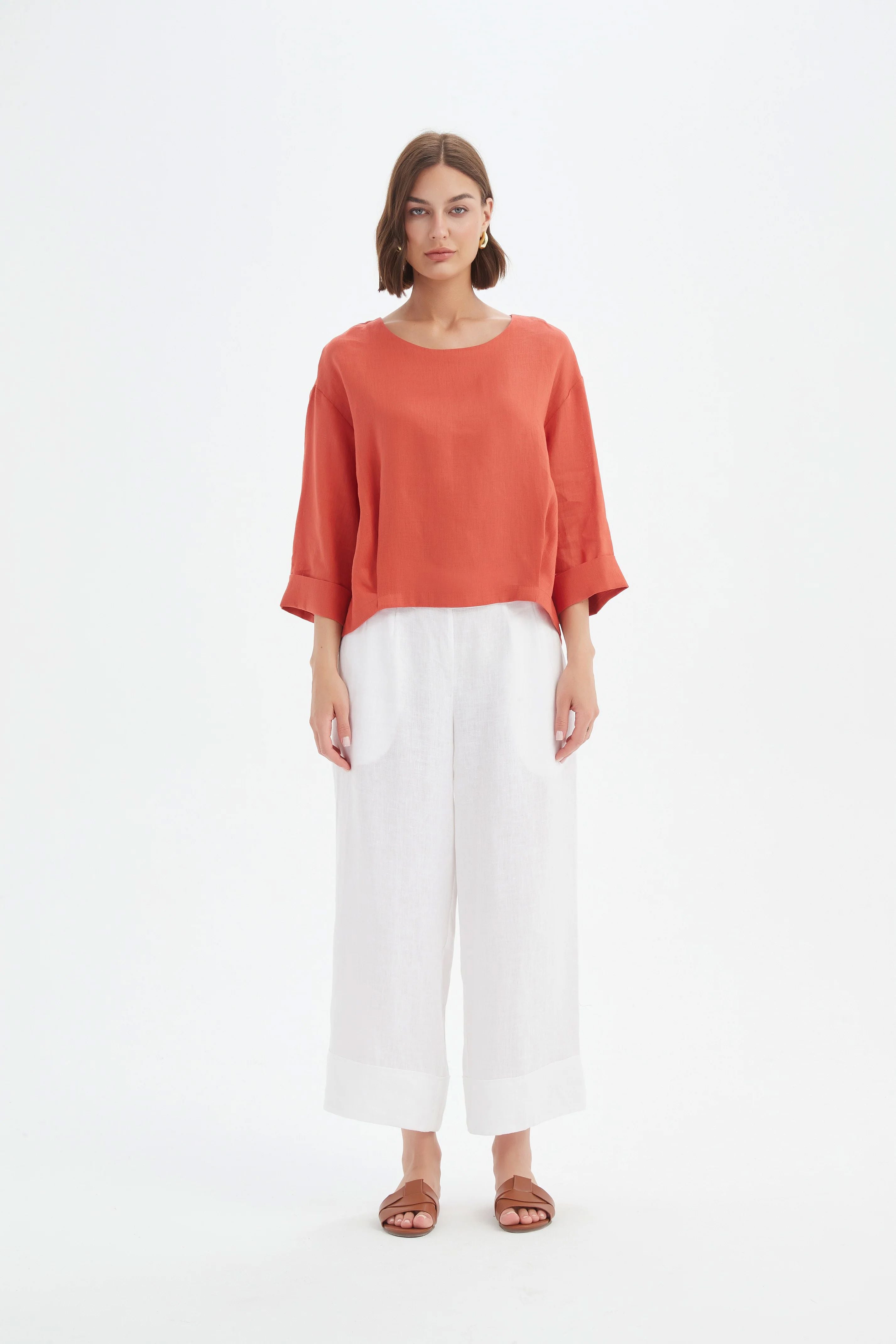 Tirelli Pleat Hem Top - Rust Tirelli