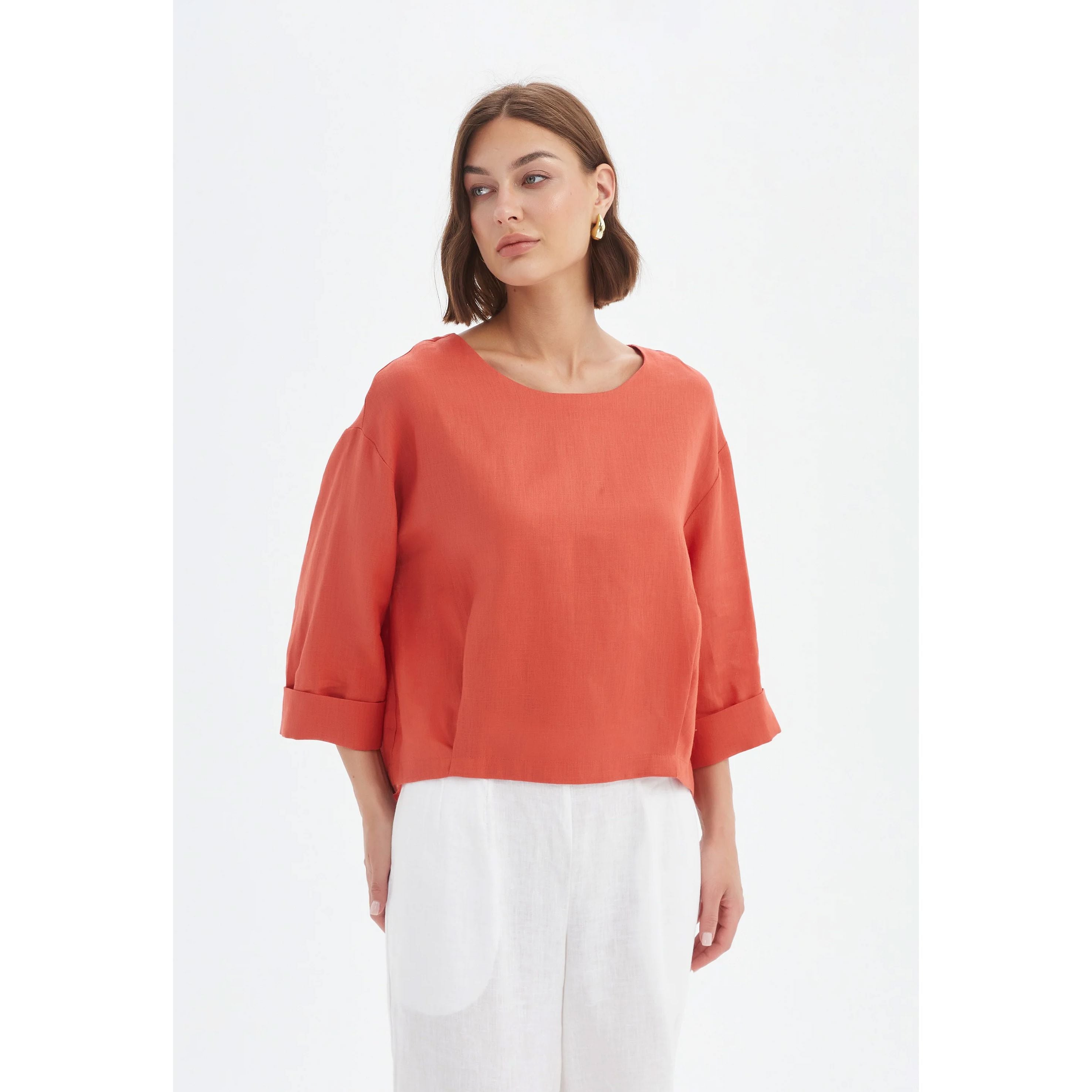 Tirelli Pleat Hem Top - Rust Tirelli