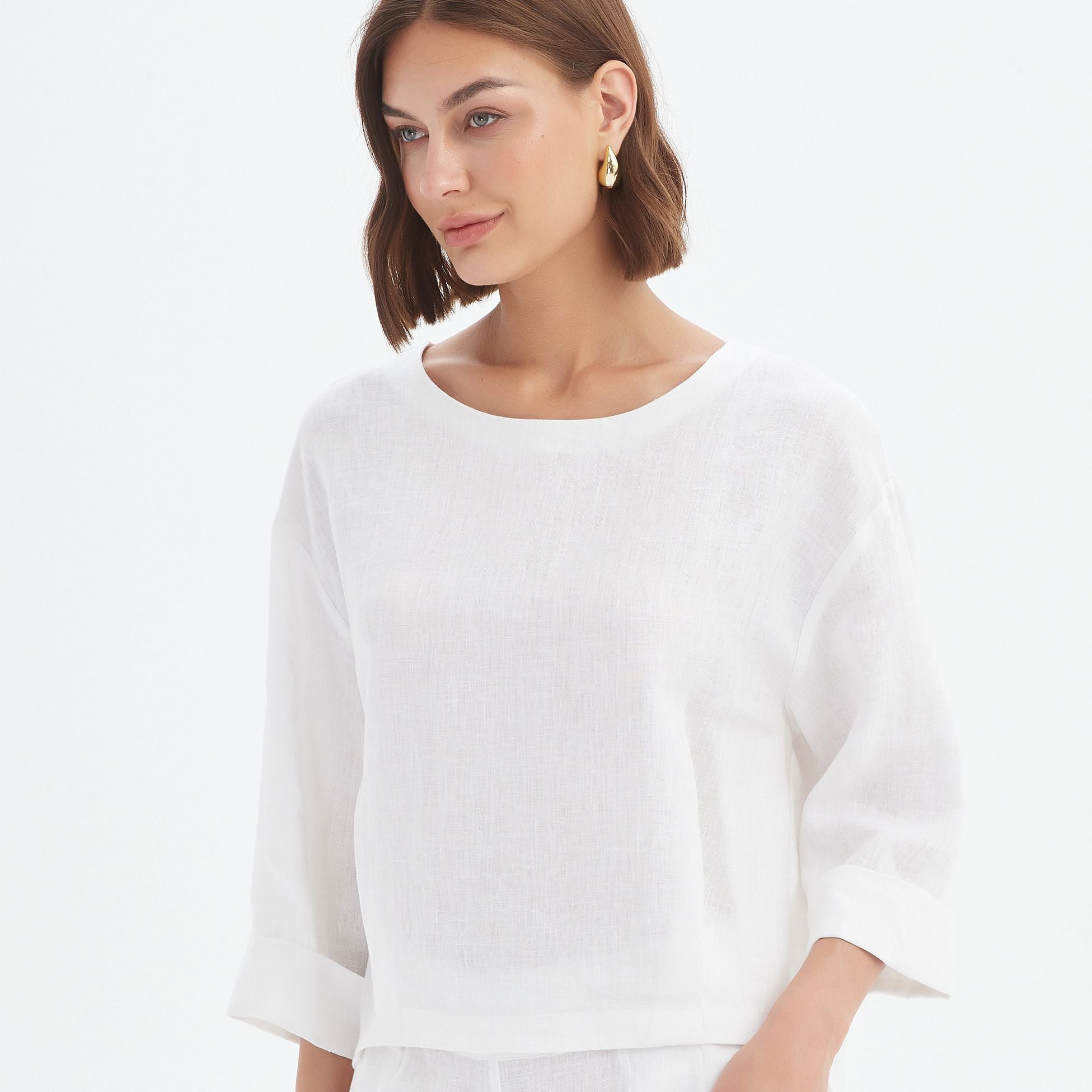 Tirelli Pleat Hem Top - White Tirelli