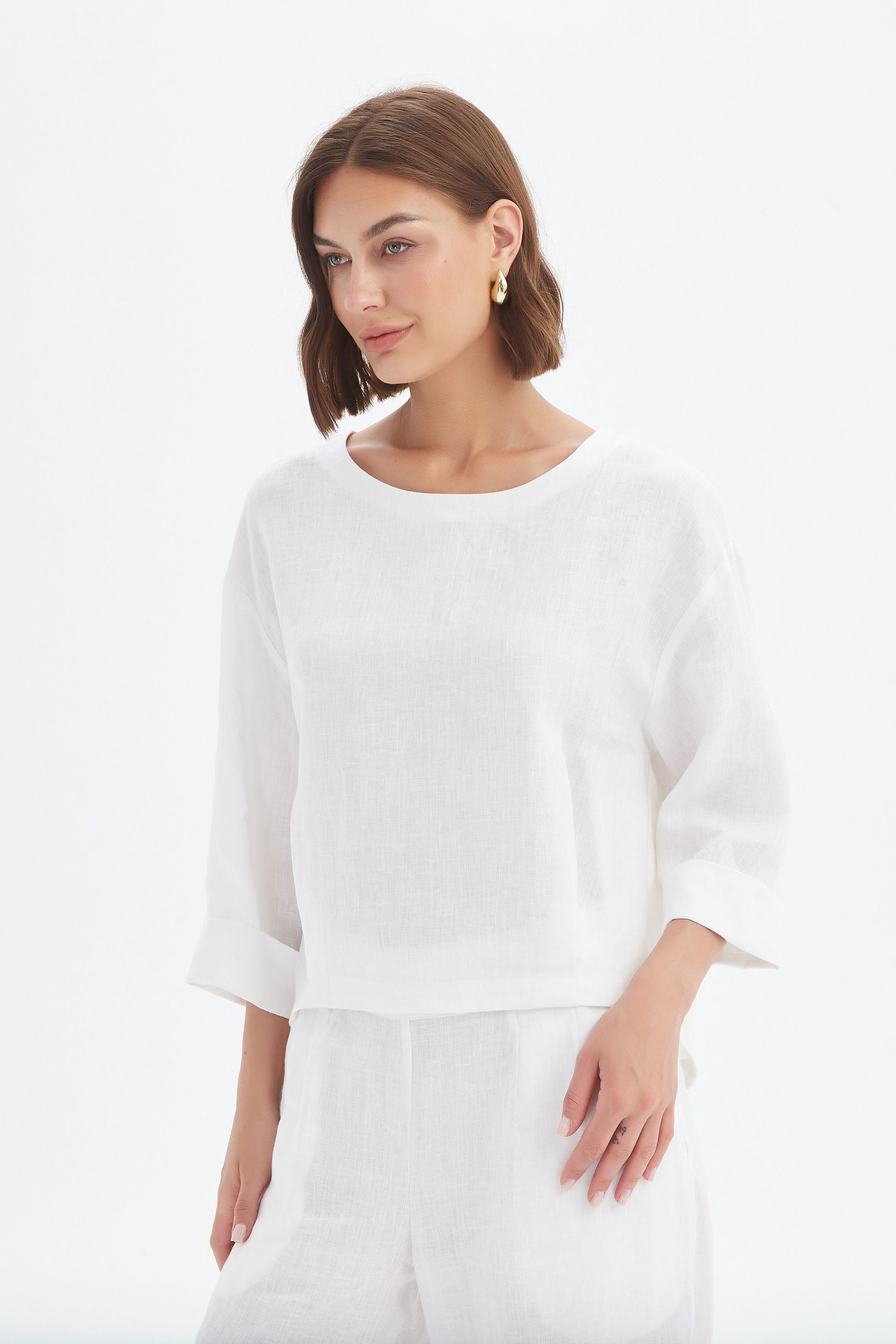 Tirelli Pleat Hem Top - White Tirelli
