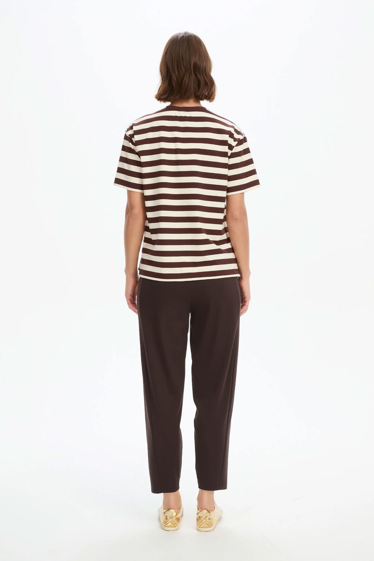 Tirelli Stripe Boxy Tee - Chocolate/Beige Tirelli