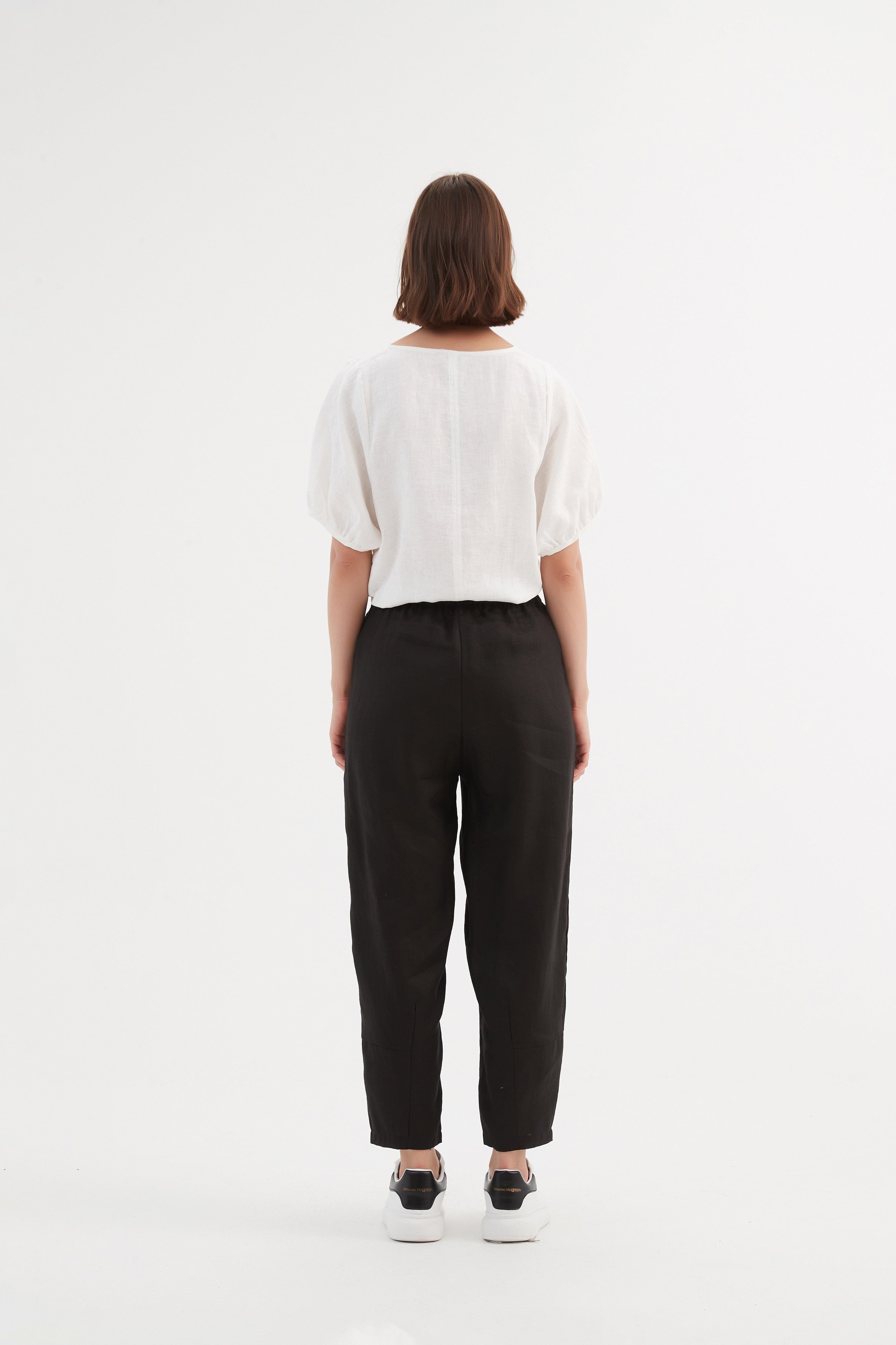 Tirelli Tapered Linen Jogger- Black Tirelli