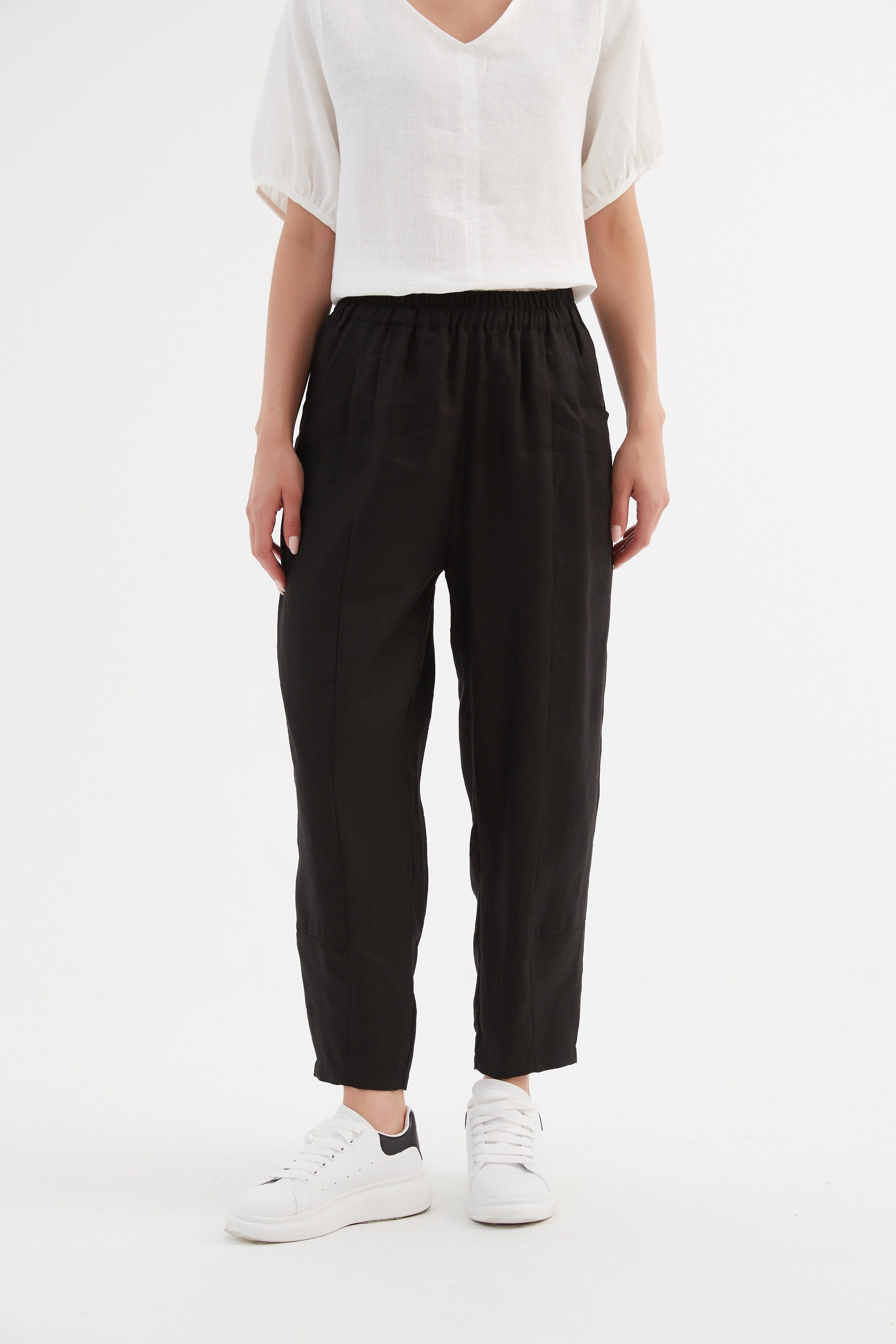 Tirelli Tapered Linen Jogger- Black Tirelli