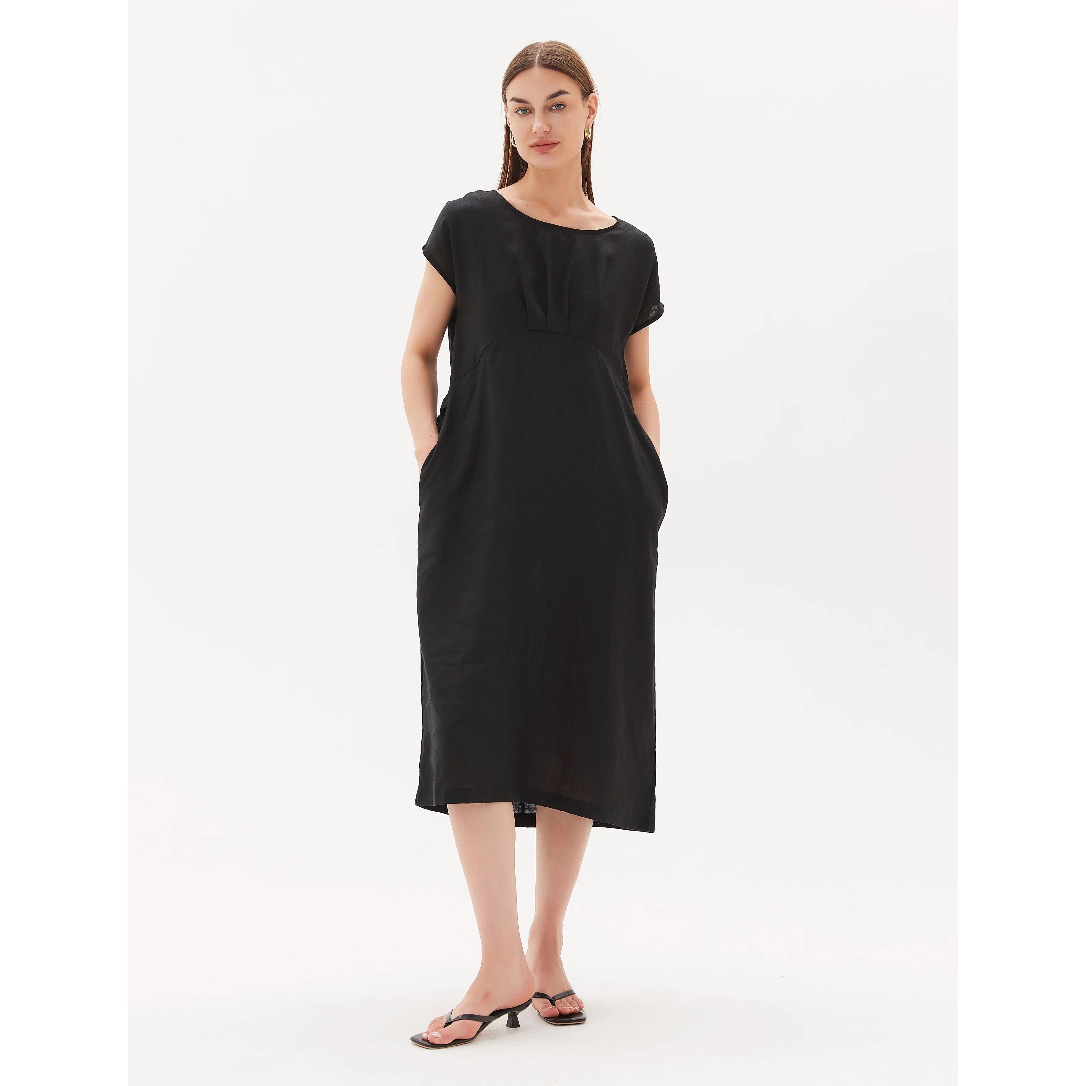 Tirelli Tie Back Pleat Dress - Black – Eclectic House