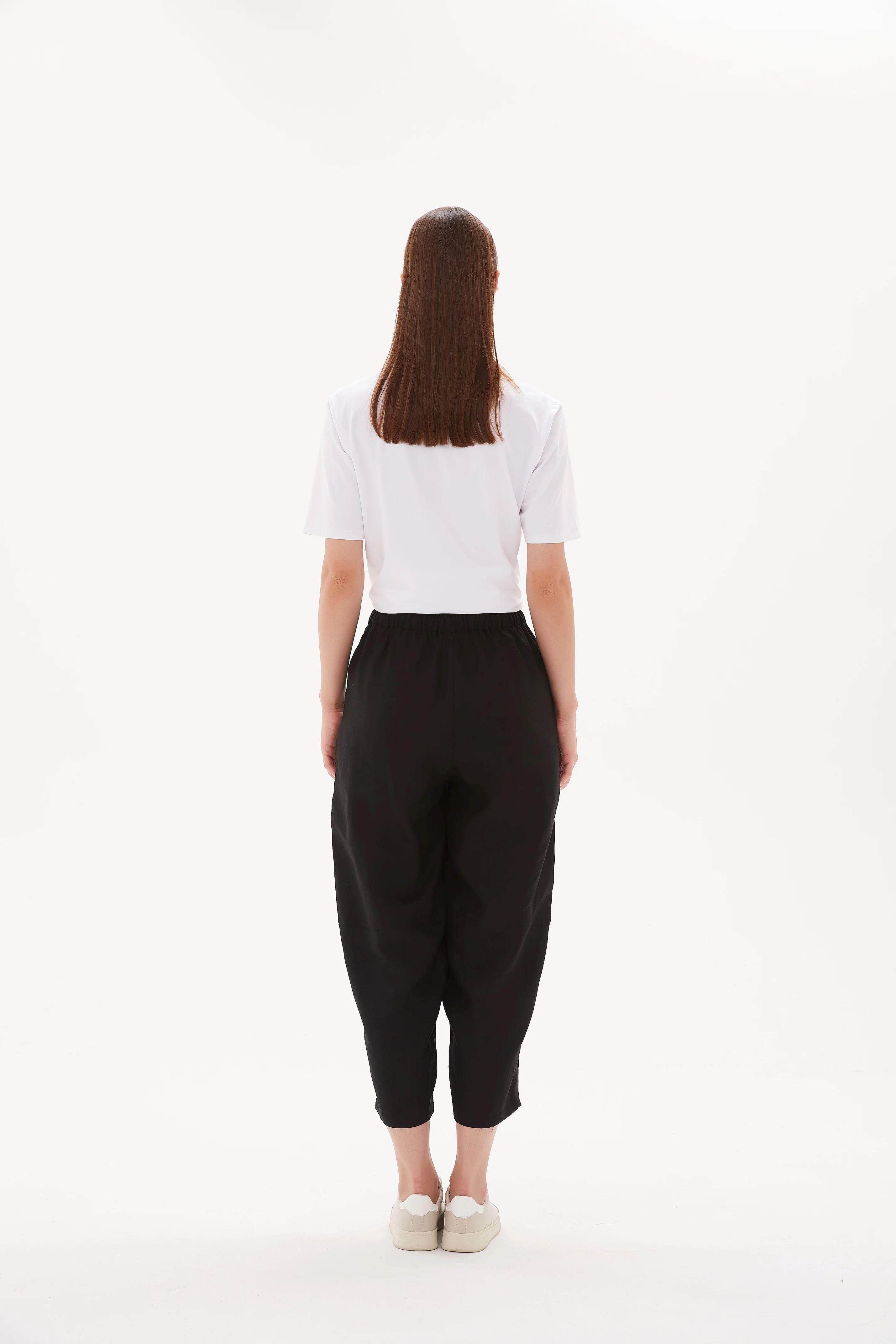 Tirelli Tie Front Linen Jogger - Black Tirelli