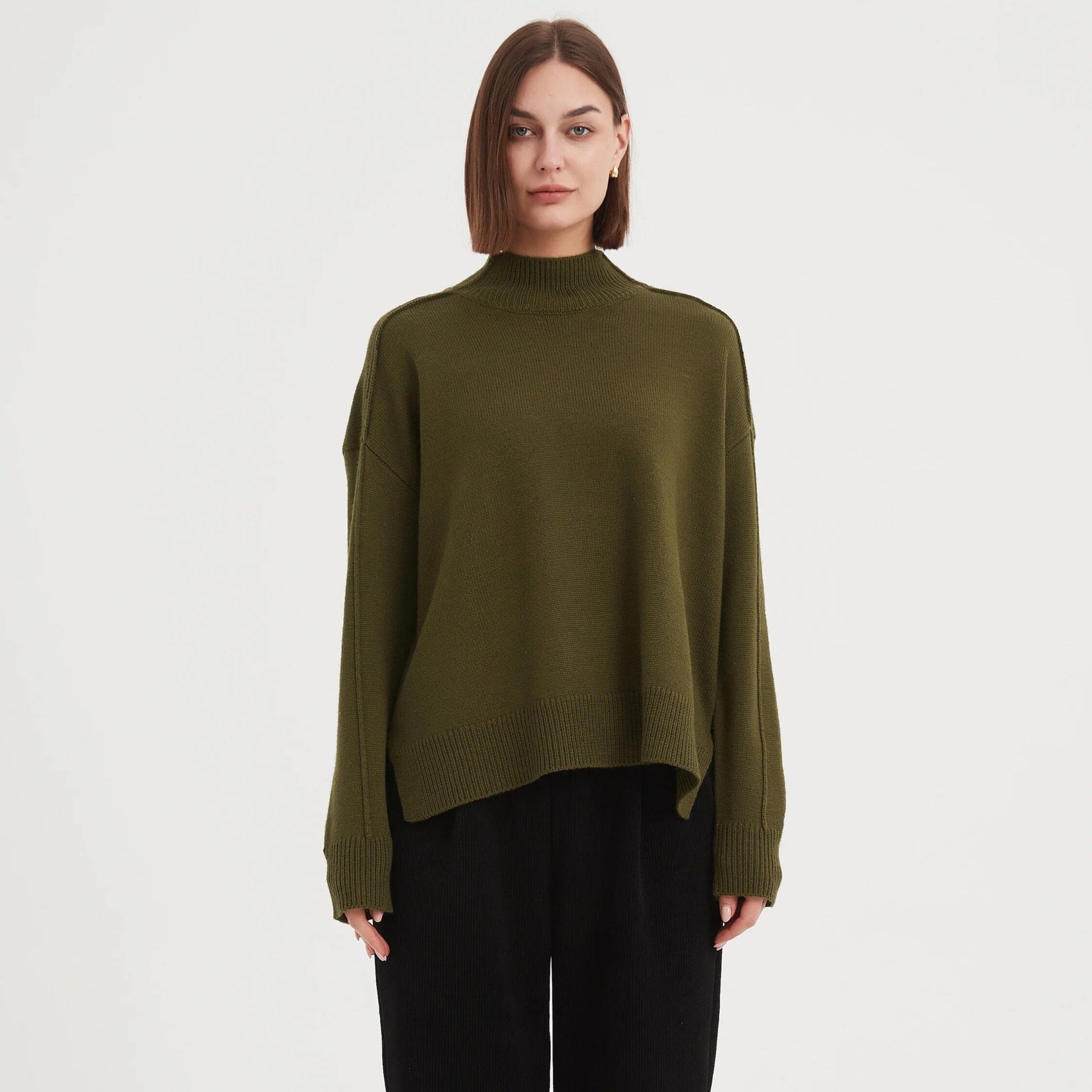 Tirelli Turtle Neck Boxy Knit - Dark Moss Tirelli