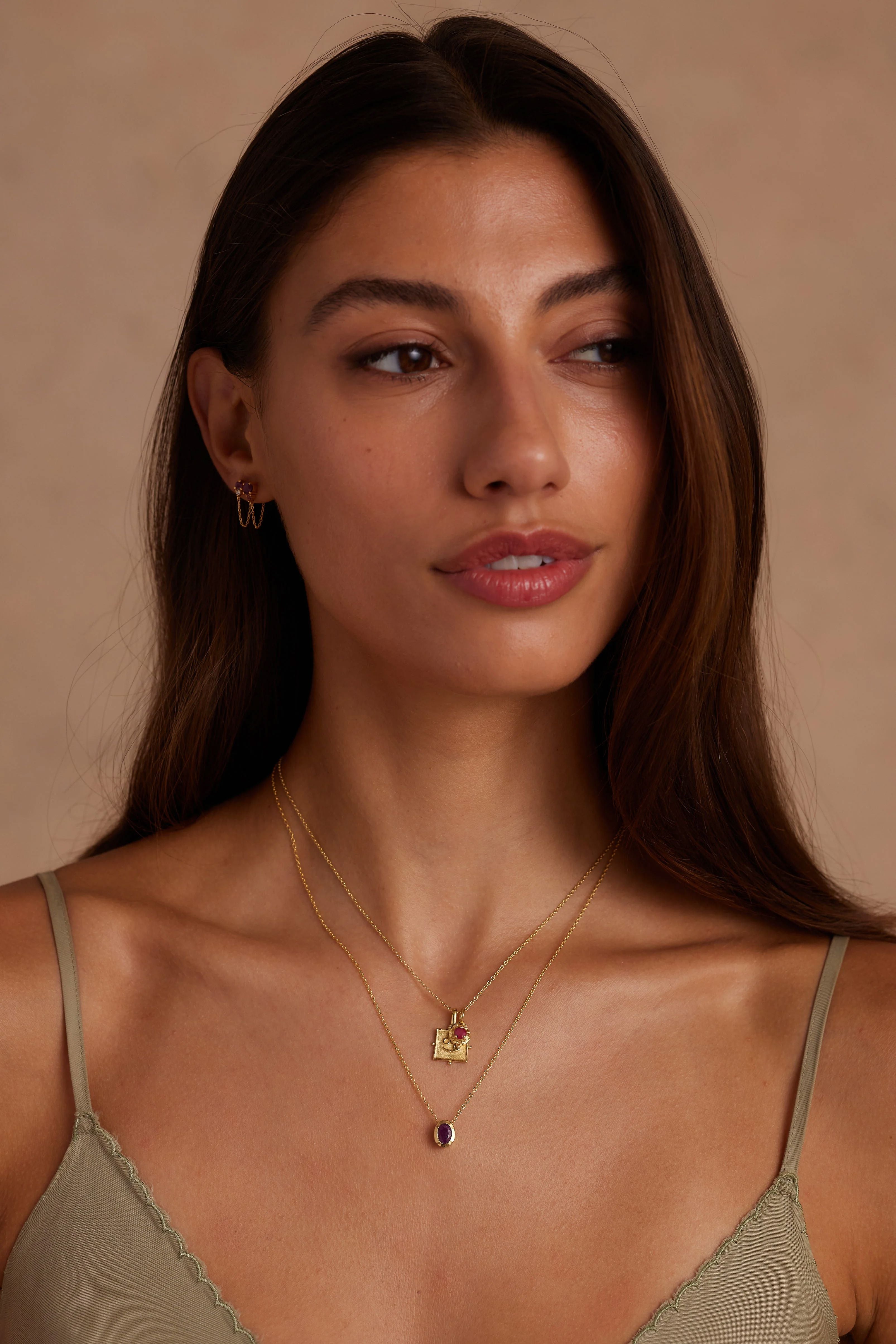 ToniMay July Ruby Gold Birthstone Necklace Charm ToniMay
