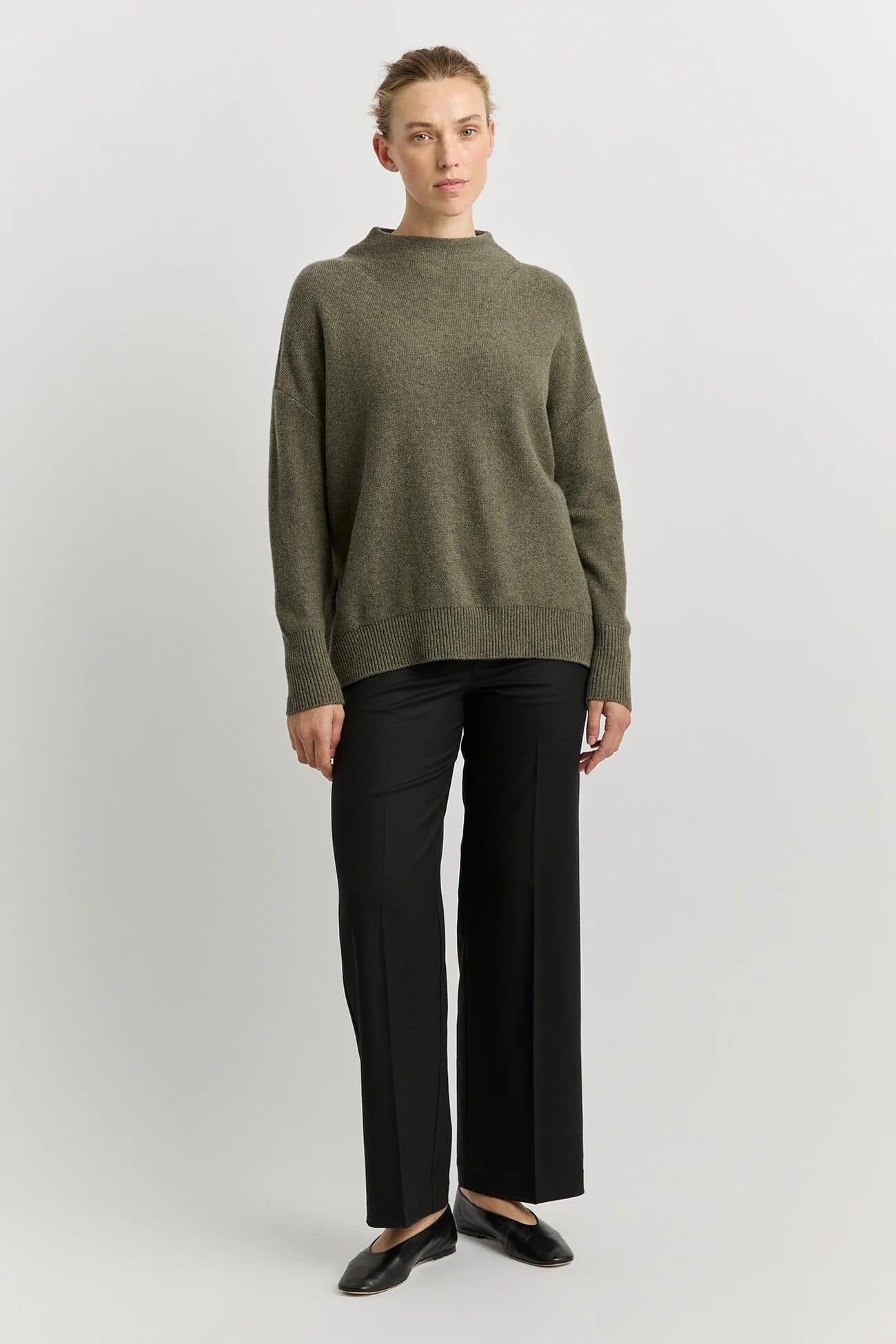Toorallie Drop Shoulder Mock Neck - Kale Toorallie