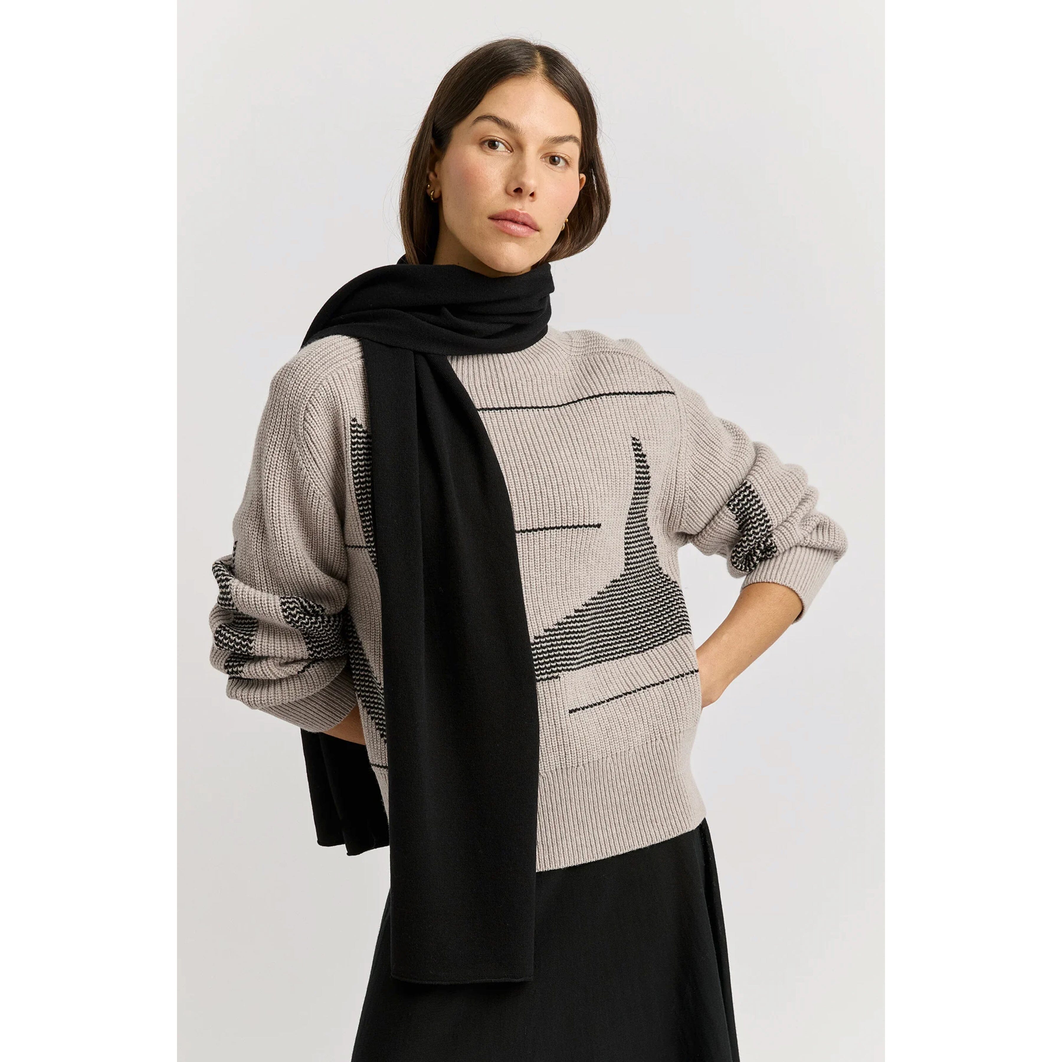 Toorallie Extrafine Merino Scarf - Black Eclectic House