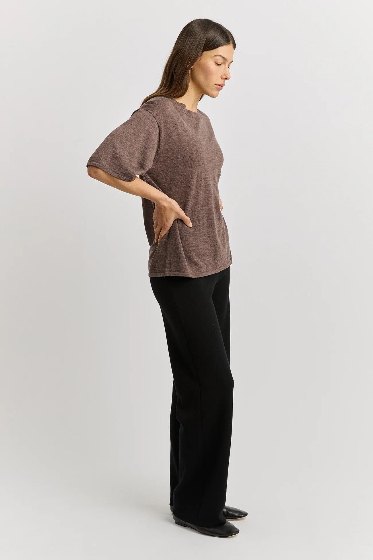 Toorallie Extrafine Relaxed Knit Tee - Mocha Toorallie