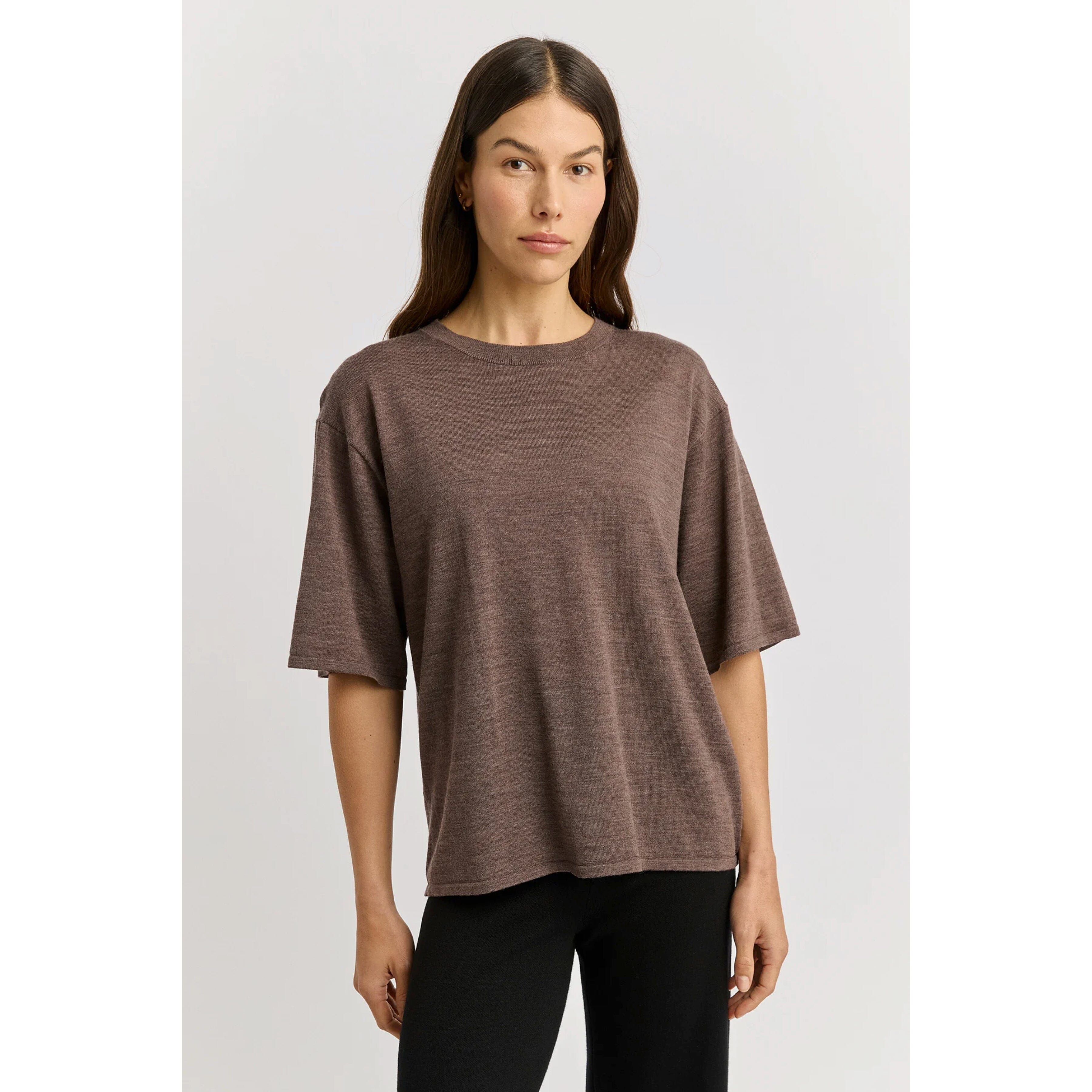 Toorallie Extrafine Relaxed Knit Tee - Mocha Toorallie
