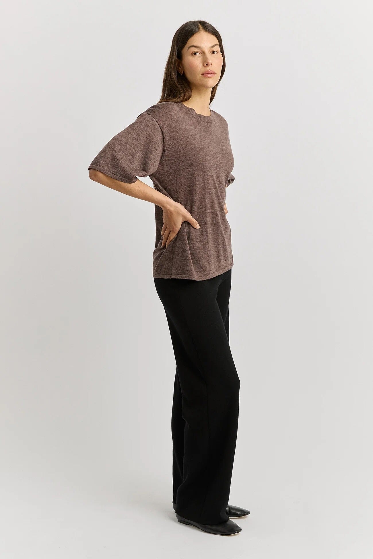 Toorallie Extrafine Relaxed Knit Tee - Mocha Toorallie