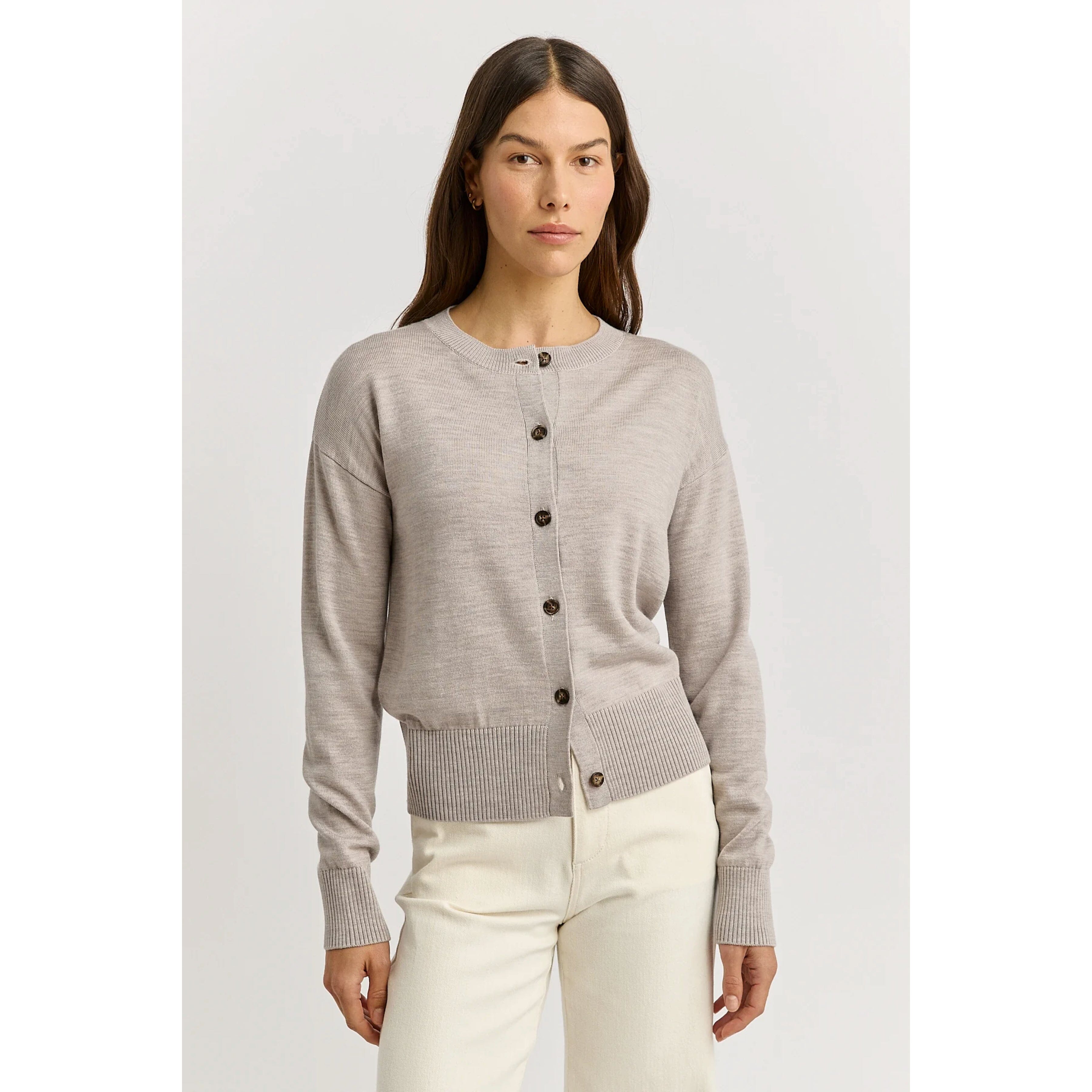 Toorallie Fine Knit Cardigan - Light Oat Toorallie