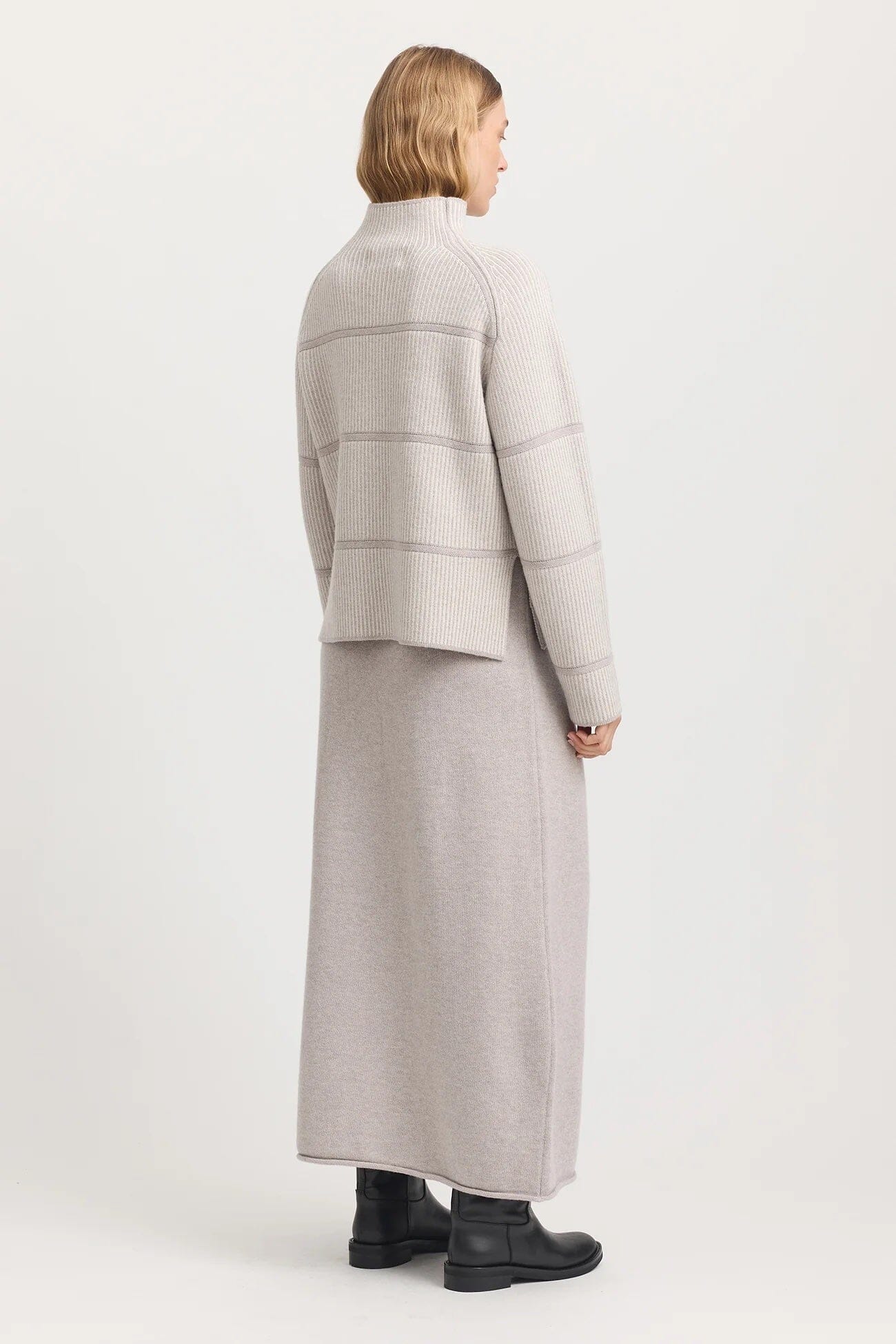 Toorallie Pin Stripe Funnel Knit - Oat Toorallie