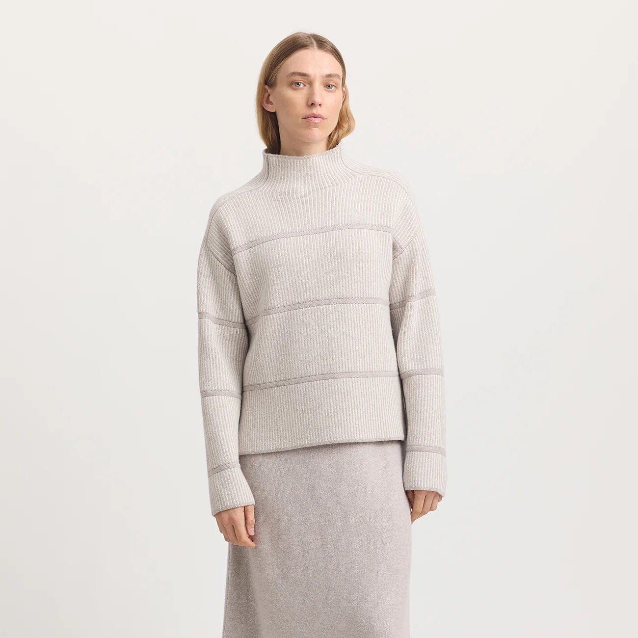 Toorallie Pin Stripe Funnel Knit - Oat Toorallie