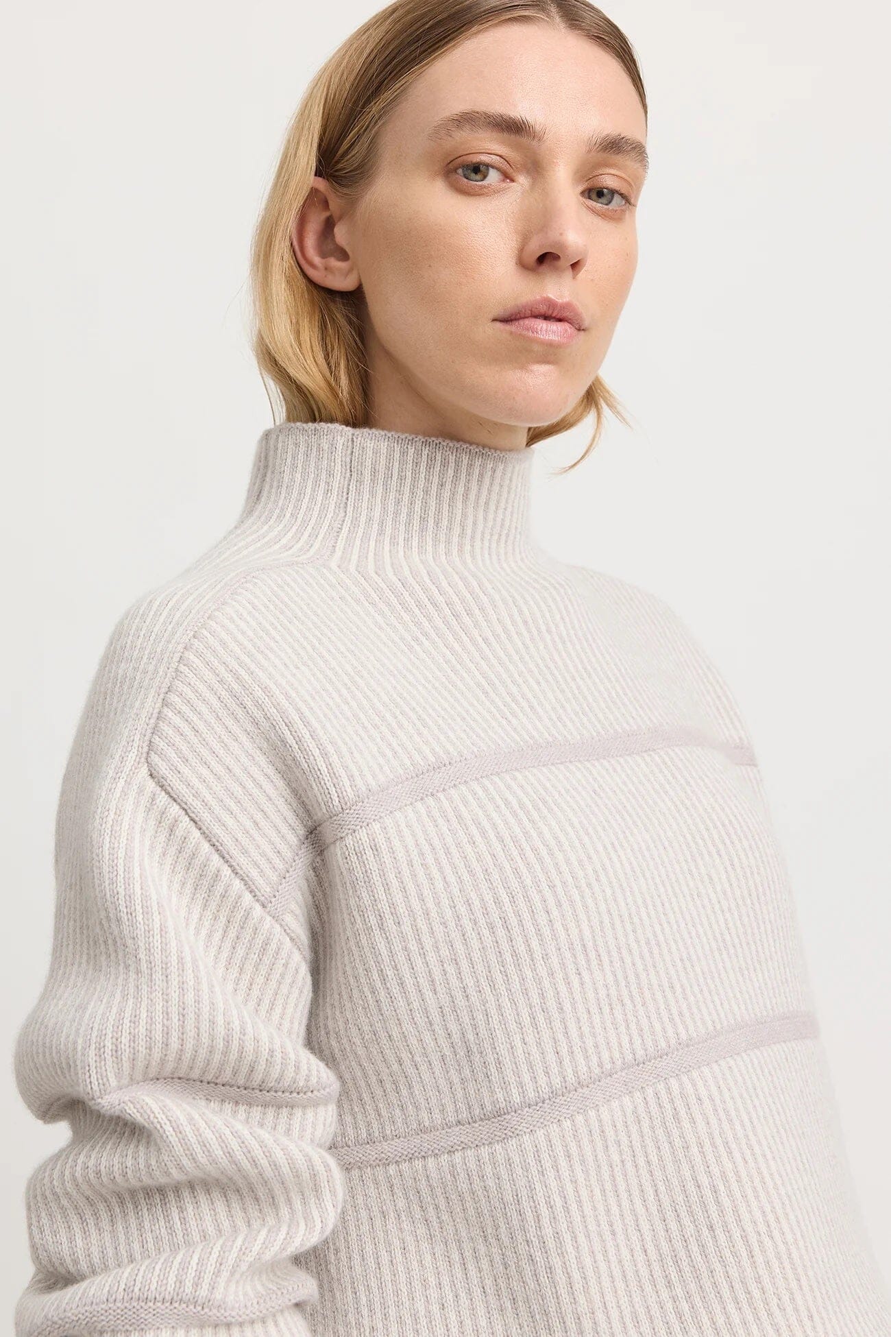 Toorallie Pin Stripe Funnel Knit - Oat Toorallie