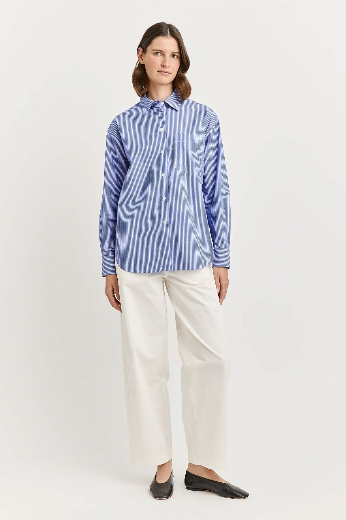 Toorallie Relaxed Cotton Shirt - Classic Stripe Toorallie