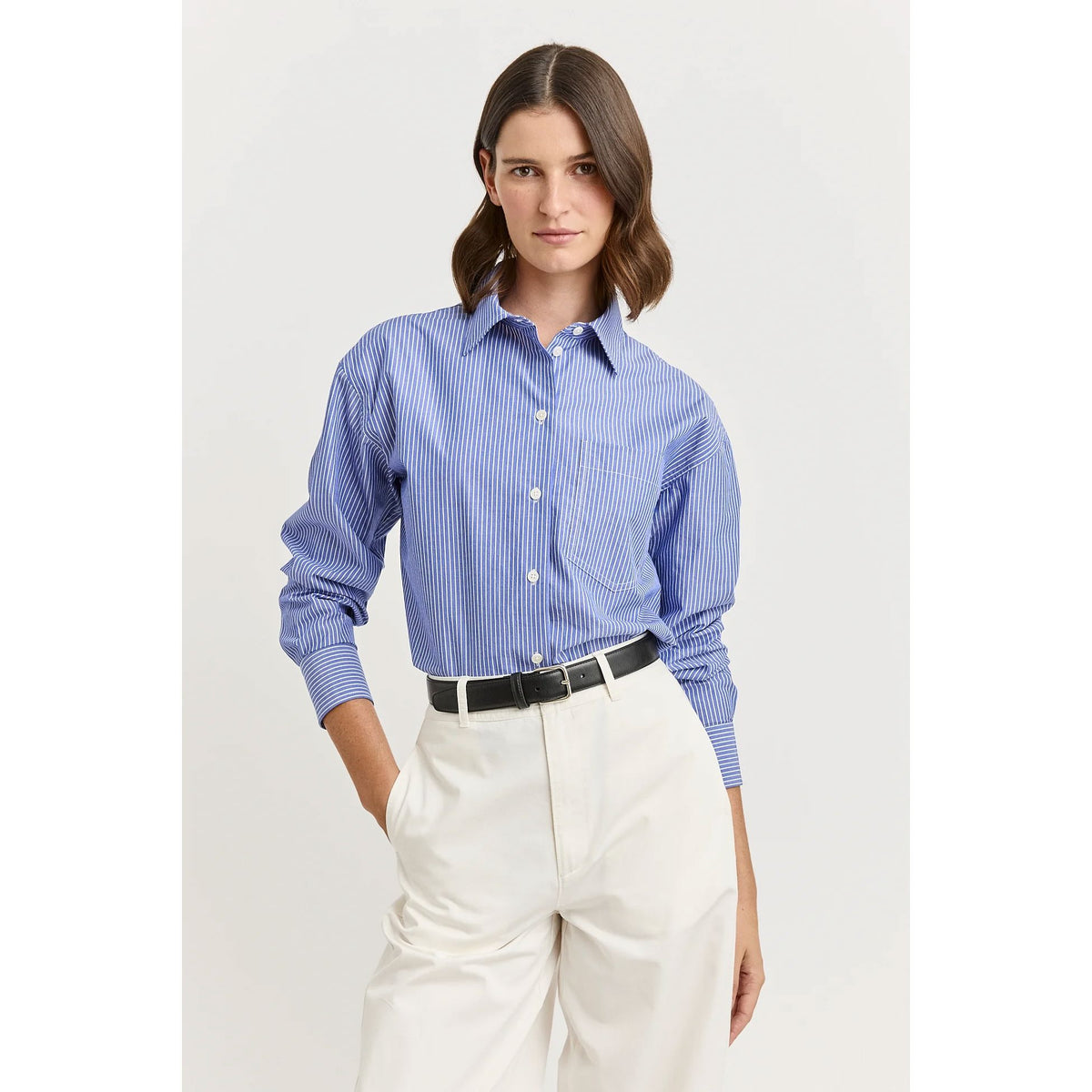 Toorallie Relaxed Cotton Shirt - Classic Stripe Women's Shirt Toorallie 