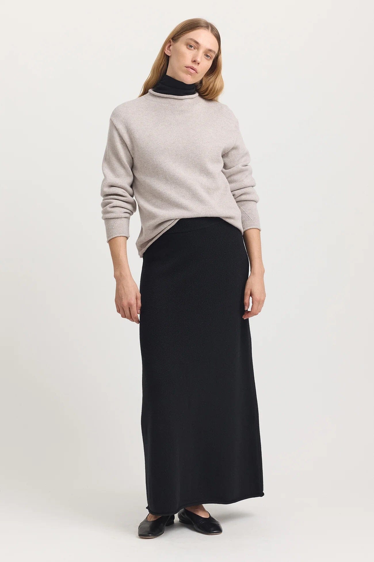 Toorallie Relaxed Fit Mock Neck Knit - Light Oat Toorallie
