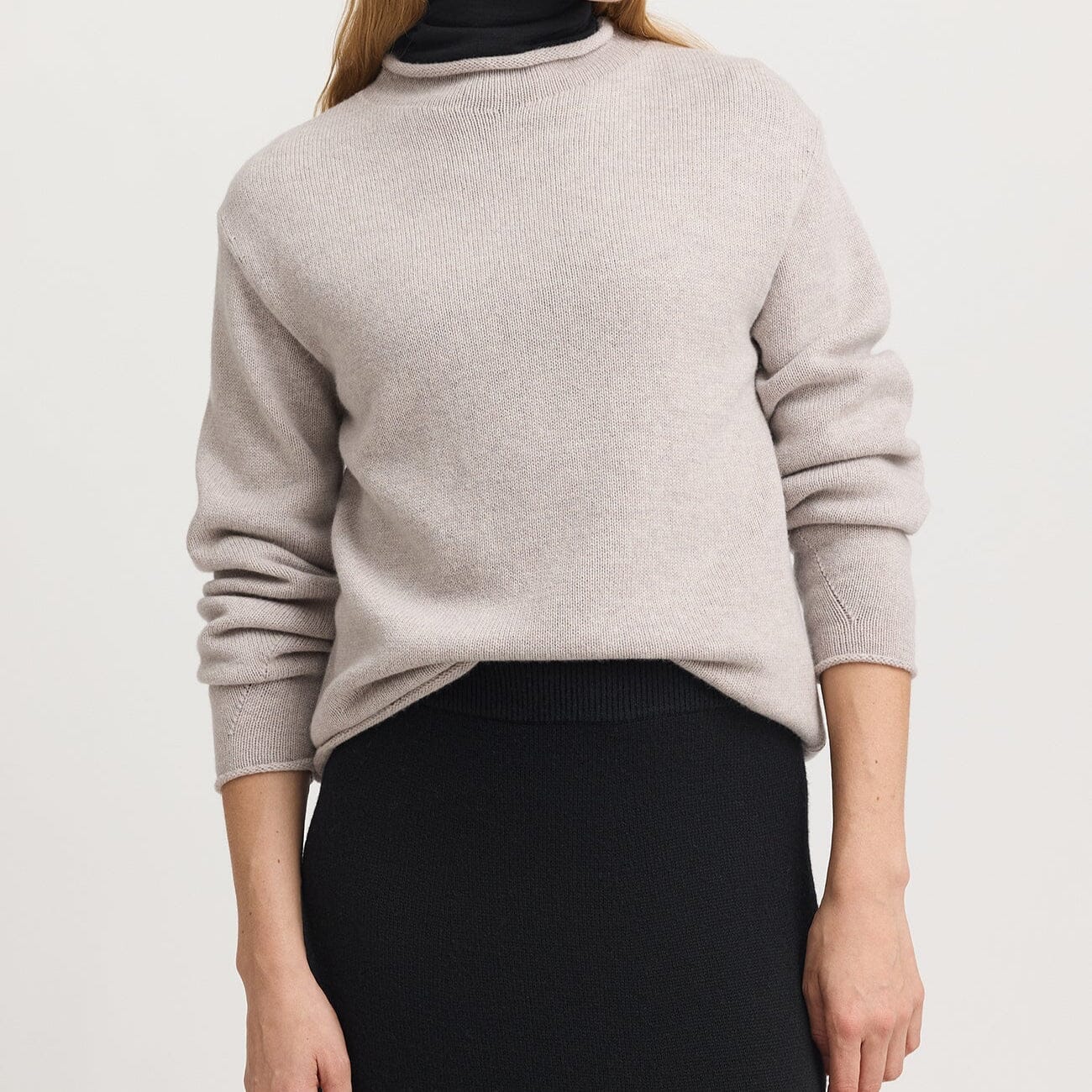 Toorallie Relaxed Fit Mock Neck Knit - Light Oat Toorallie