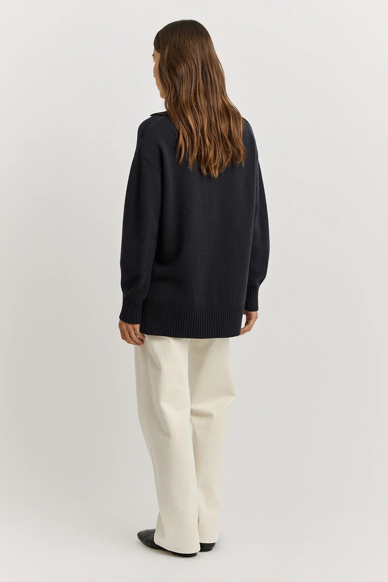 Toorallie Relaxed Longline Zip Polo - French Navy Toorallie
