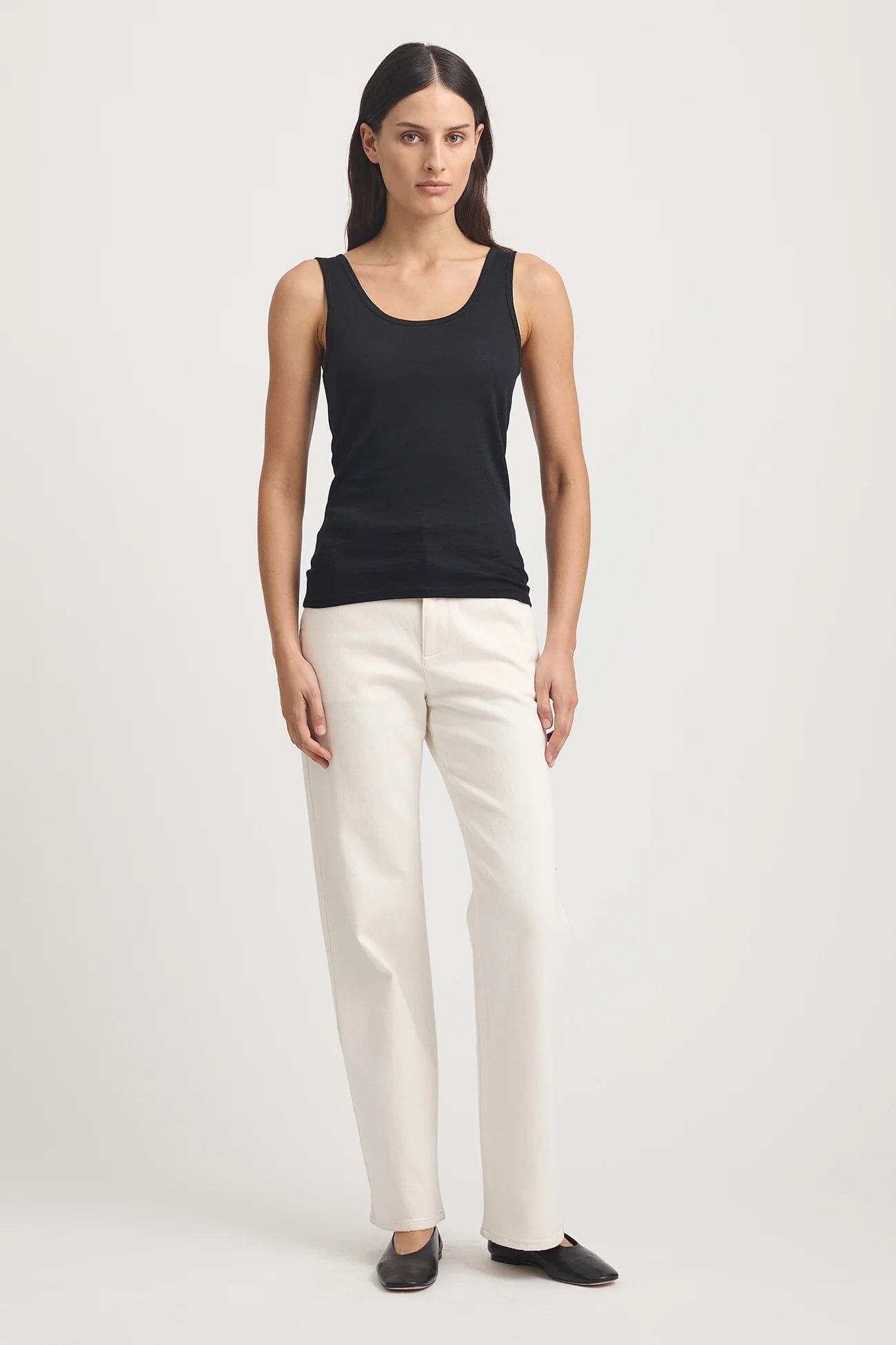 Toorallie Scoop Merino Tank - Black Toorallie