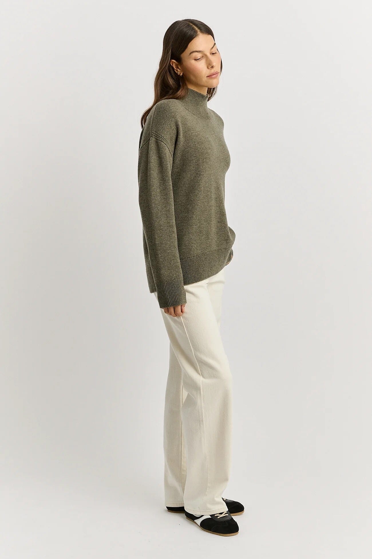 Toorallie Split Funnel Neck Knit - Kale Toorallie