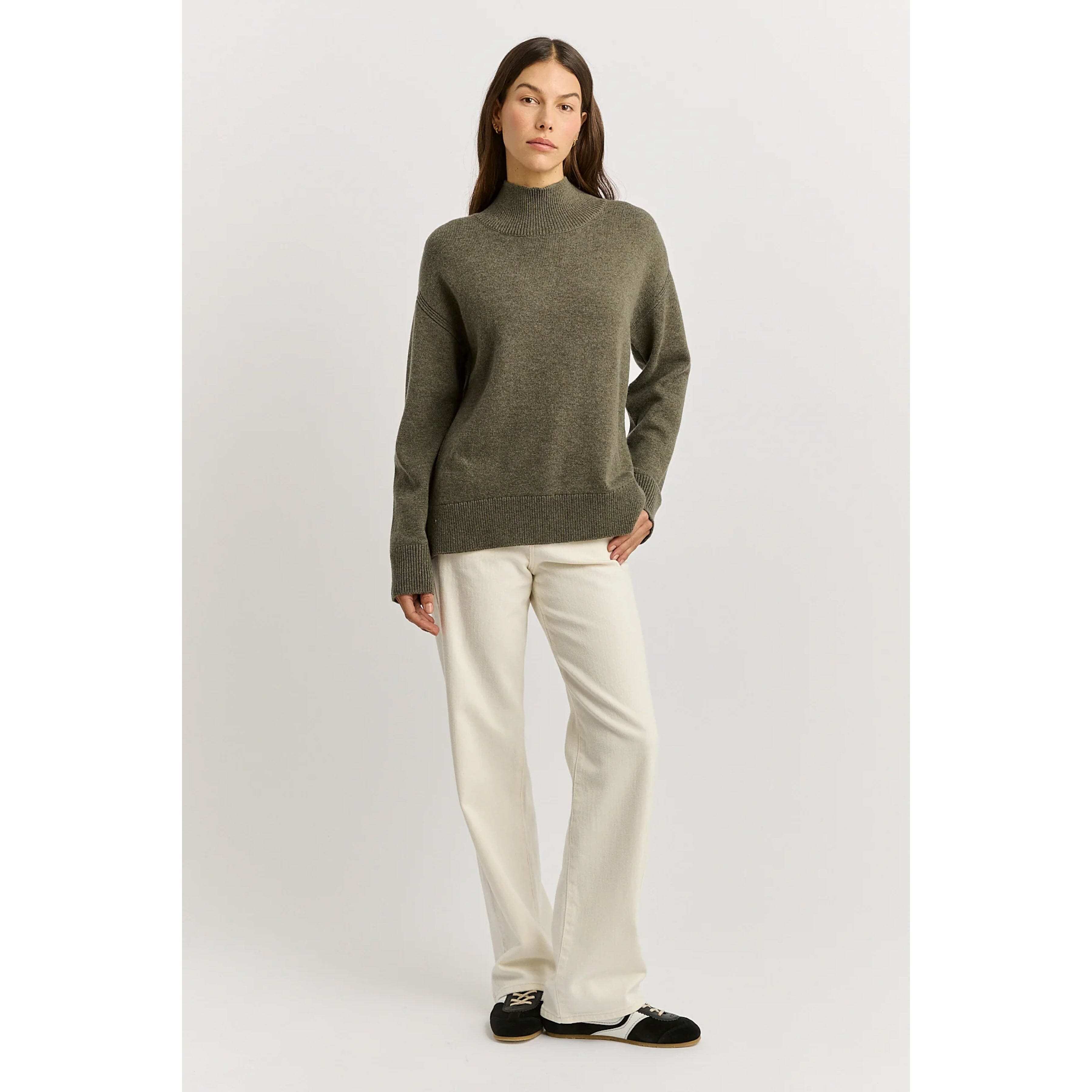 Toorallie Split Funnel Neck Knit - Kale Toorallie