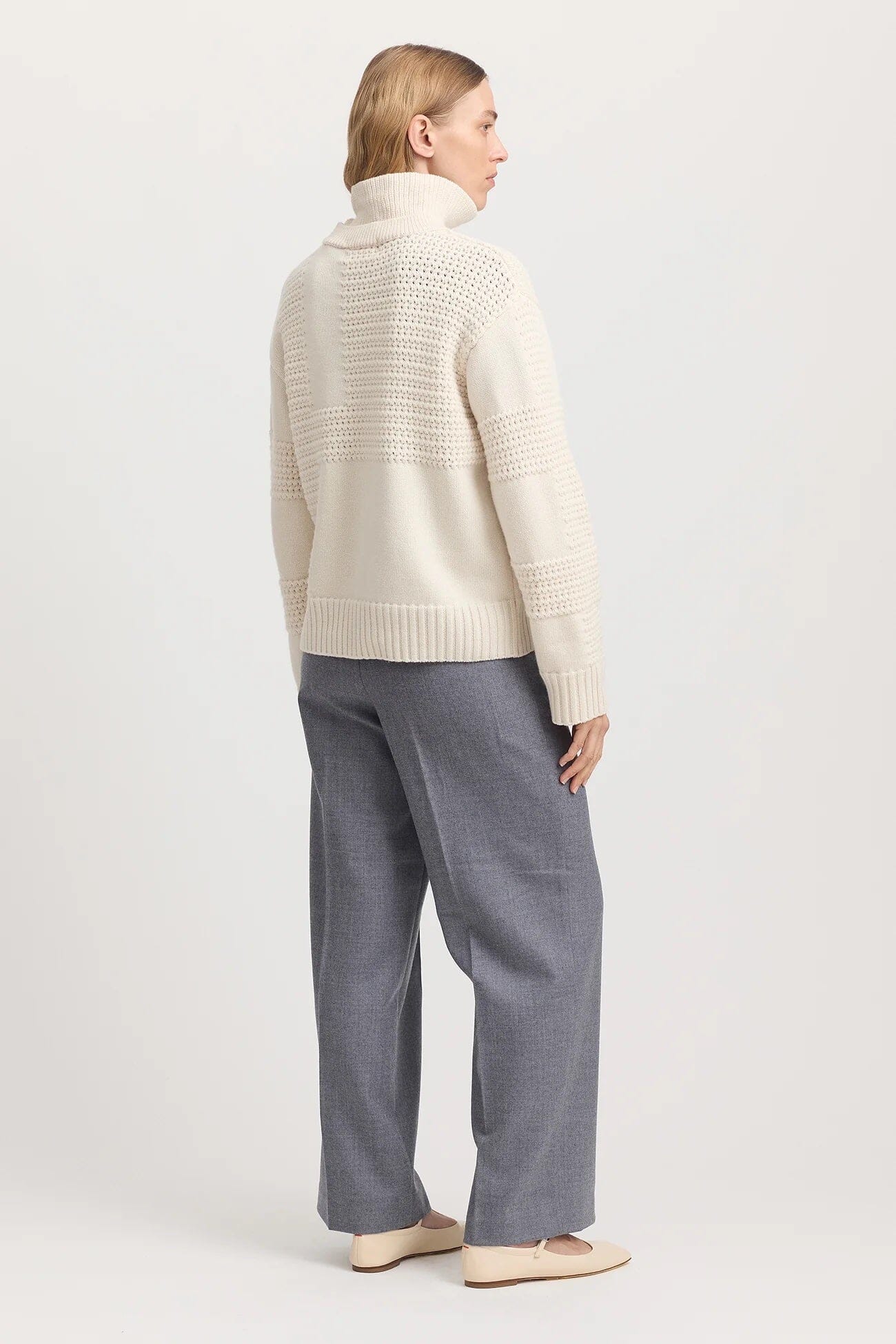 Toorallie Textured Stitch Funnel Knit - Ivory Toorallie