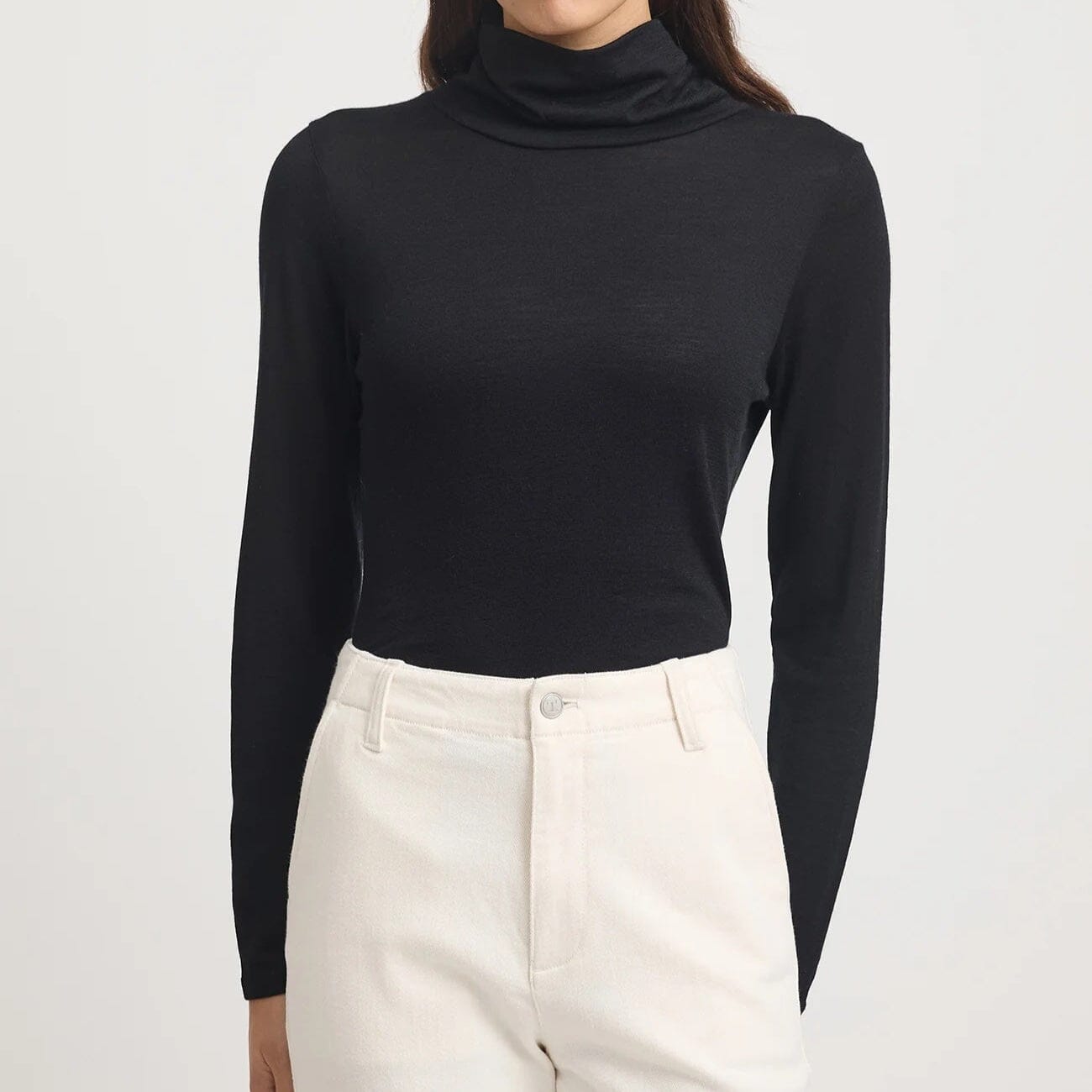 Toorallie Turtle Neck Merino Tee - Black Toorallie