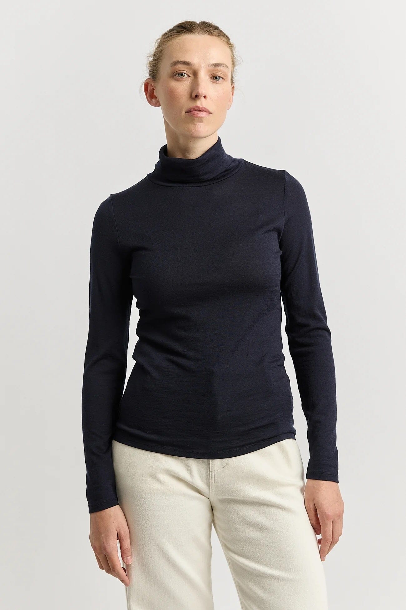 Toorallie Turtle Neck Merino Tee - Navy Toorallie