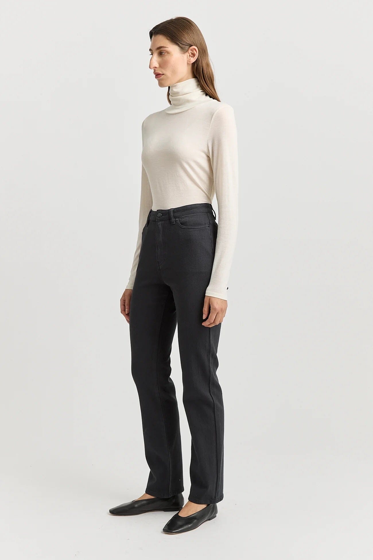 Toorallie Turtle Neck Merino Tee - Warm White Toorallie