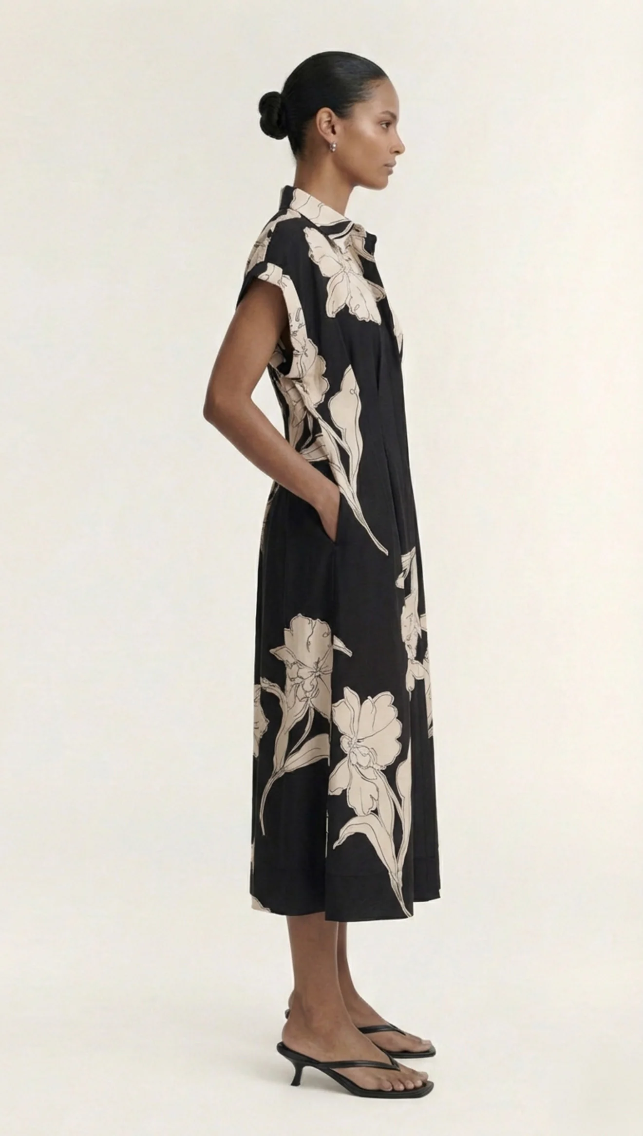 Staple The Label Veda Midi Dress - Black/Cream Floral