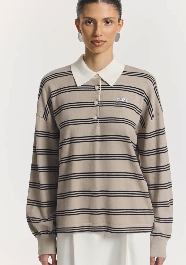 Viktoria & Woods Pinnacle Polo Knit - Ecru Stripe Viktoria & Woods