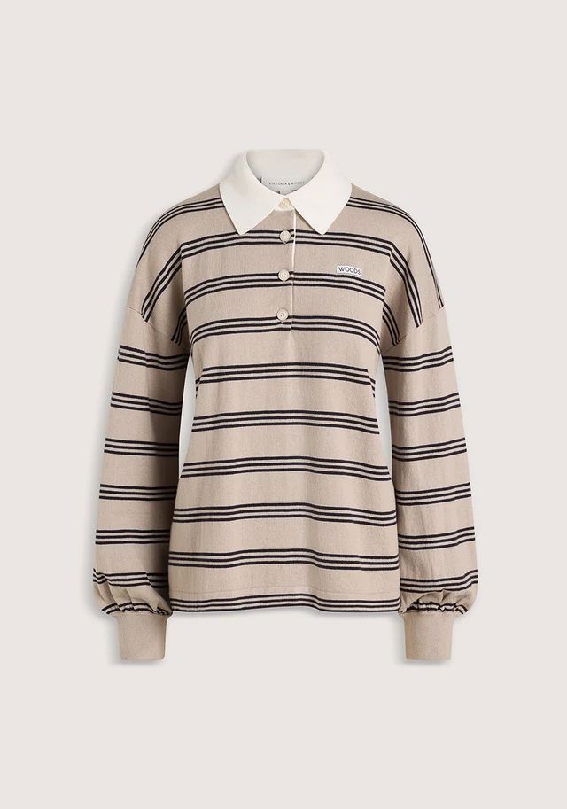 Viktoria & Woods Pinnacle Polo Knit - Ecru Stripe Viktoria & Woods