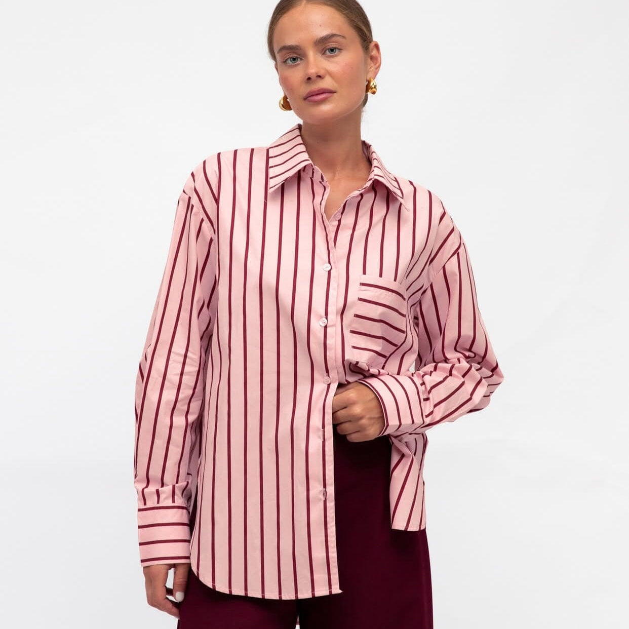 White Closet Stripe Shirt - Pink/Red White Closet