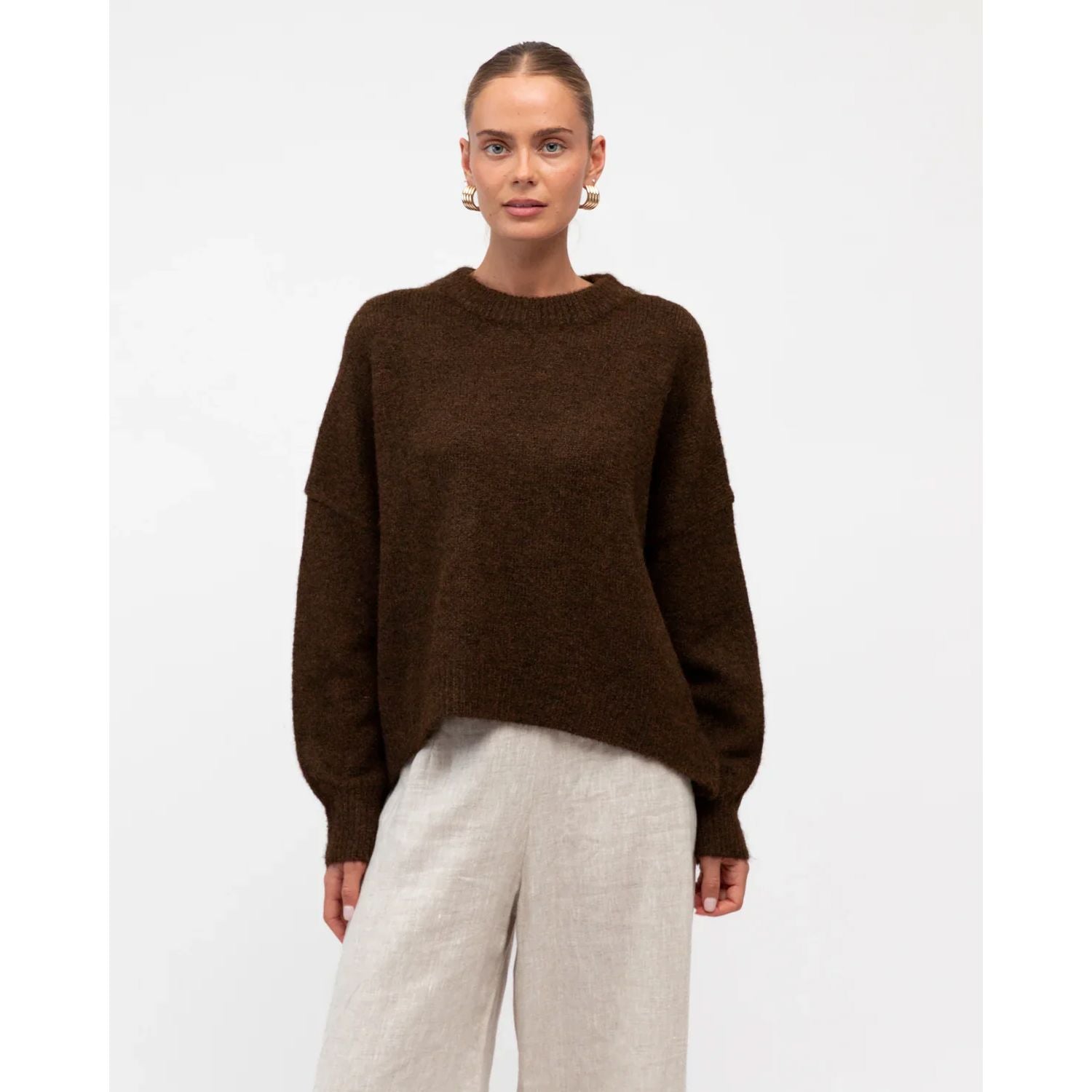 White Closet Tama Knit Jumper - Chocolate White Closet